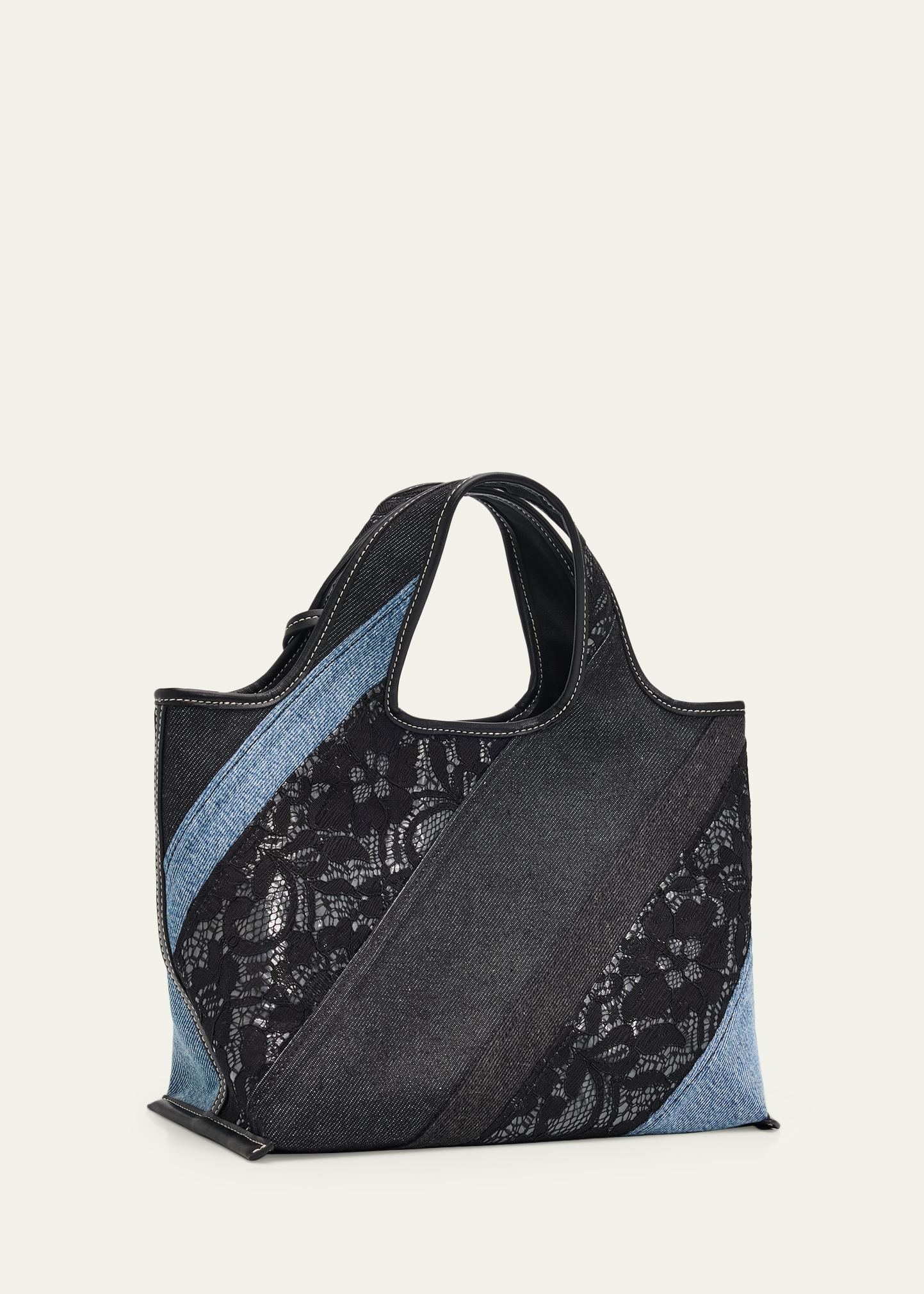 3.1 Phillip Lim Patchwork Lace & Denim Mini Market Tote Bag