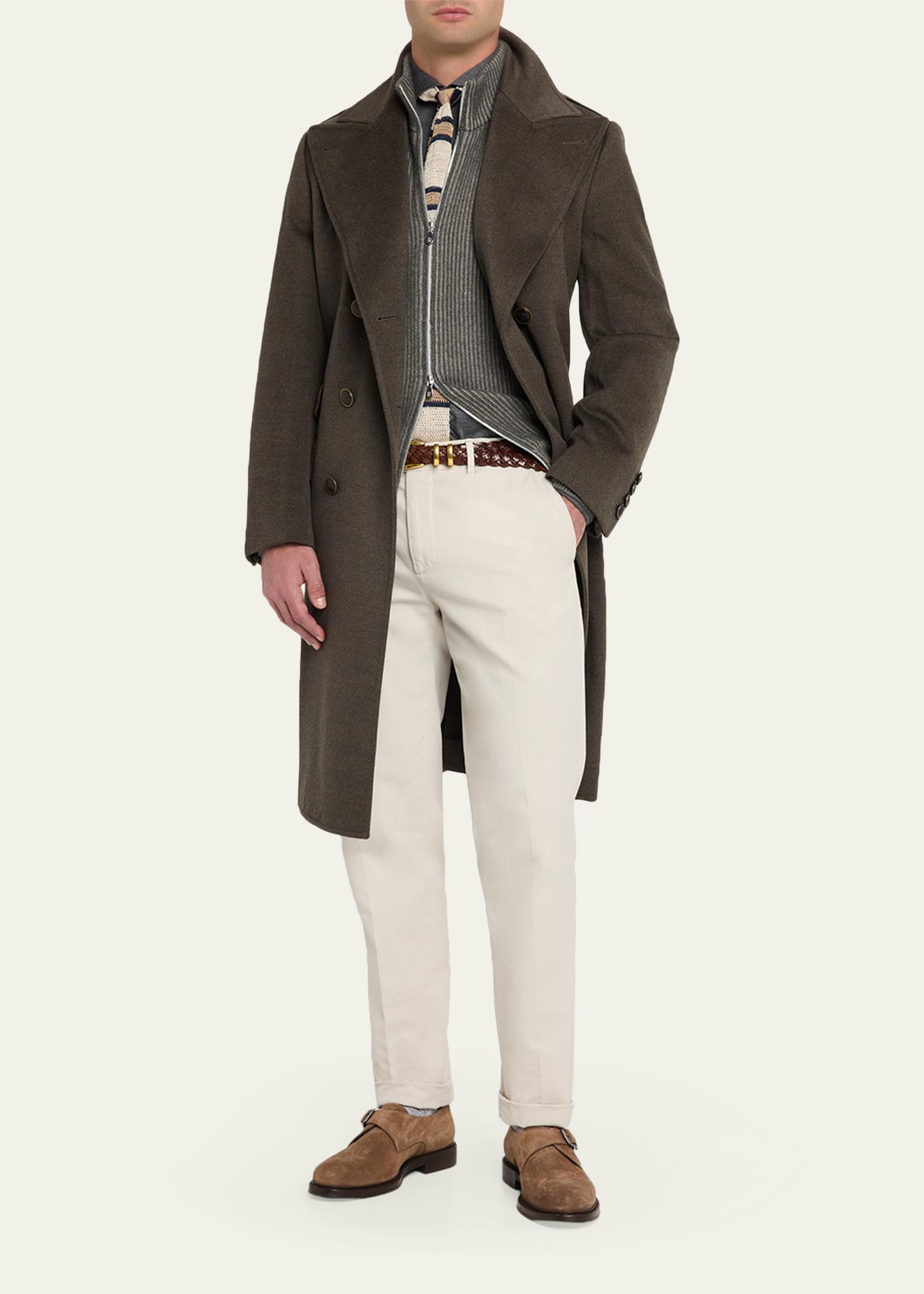 【ドンルク】＊BRUNELLO CUCINELLI＊ウールコートL Brunello Cucinelli Men's Wool Mid-Length Double-Breasted Overcoat