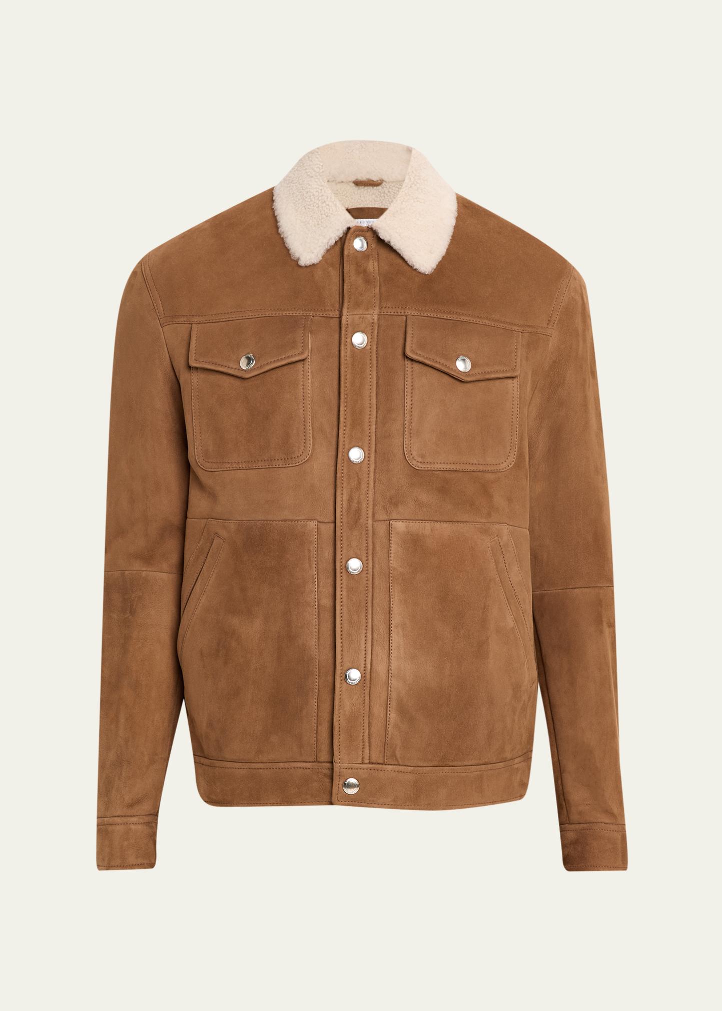 BRUNELLO CUCINELLI☆美品☆kenta様 Brunello Cucinelli Men's Shearling-Collar Suede Snap Front Jacket