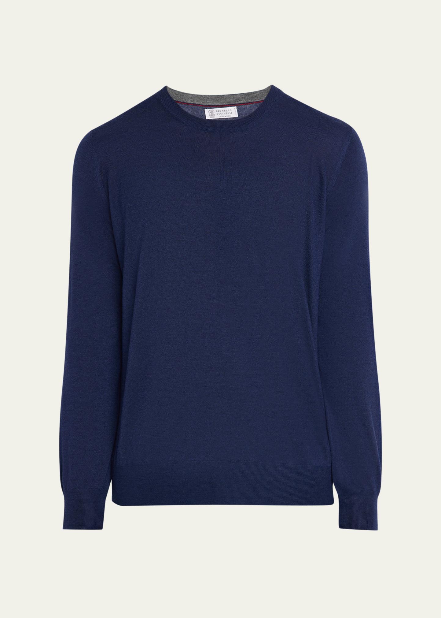 Brunello Cucinelli Men's Fine-Gauge Cashmere and Silk Crewneck