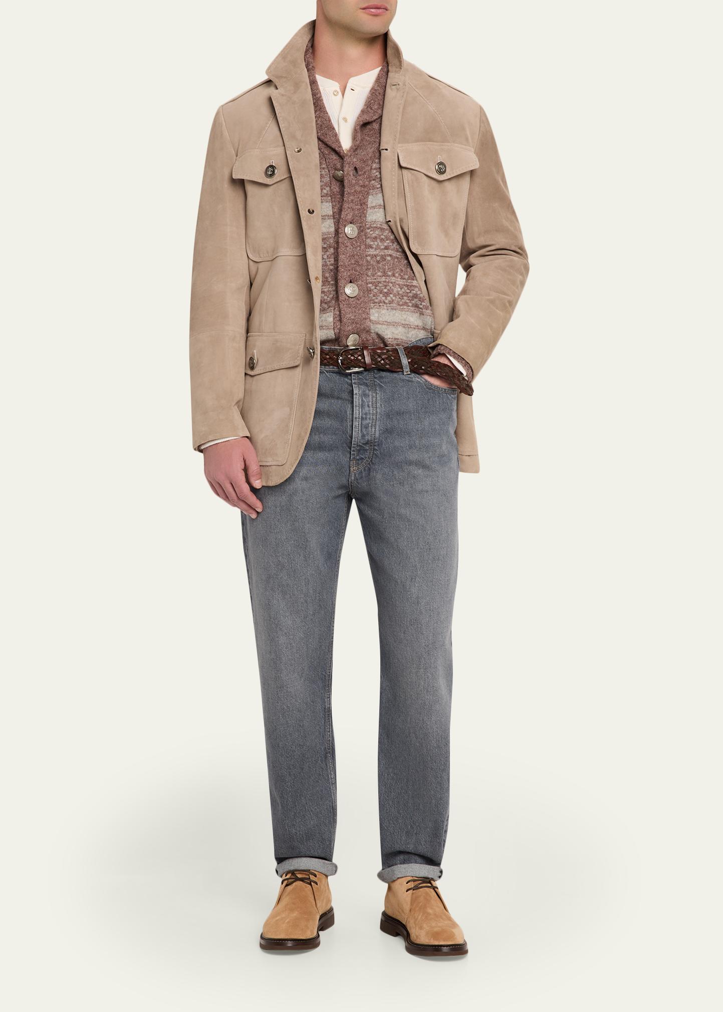 Brunello Cucinelli Men's Suede Four-Pocket Safari Jacket