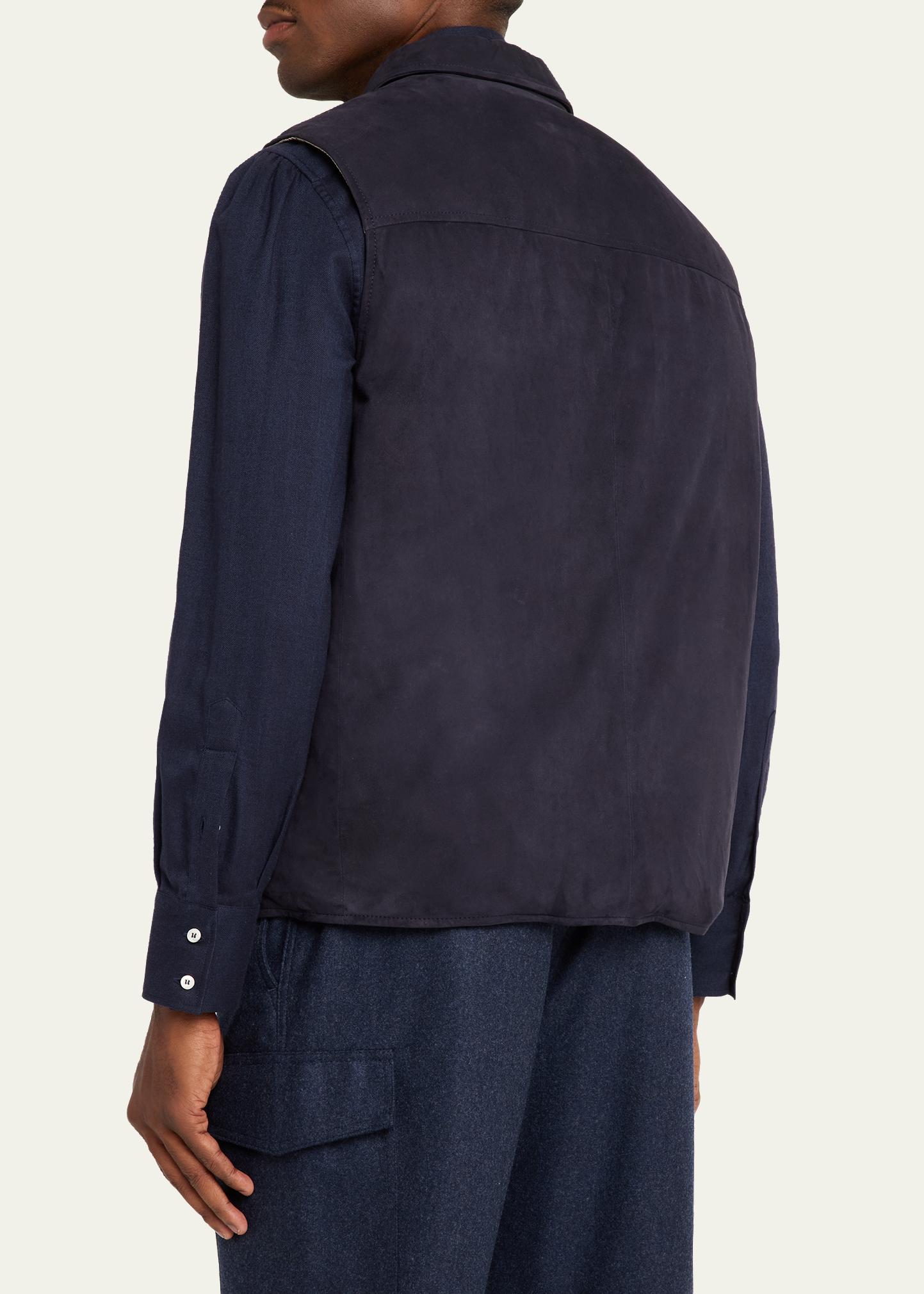 Brunello Cucinelli Men's Suede Snap-Front Vest - Bergdorf Goodman