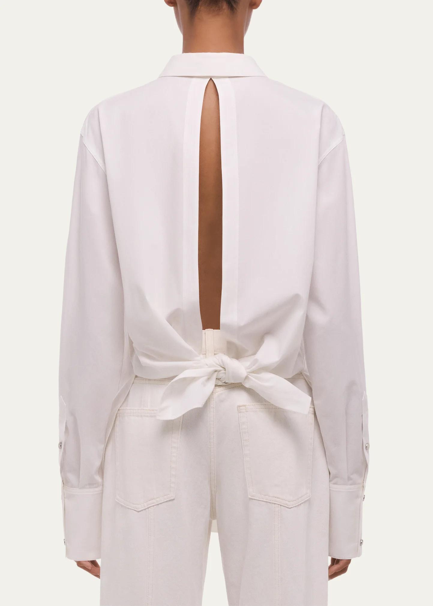 Helmut Lang Tie-Back Button-Front Cotton Shirt - Bergdorf Goodman