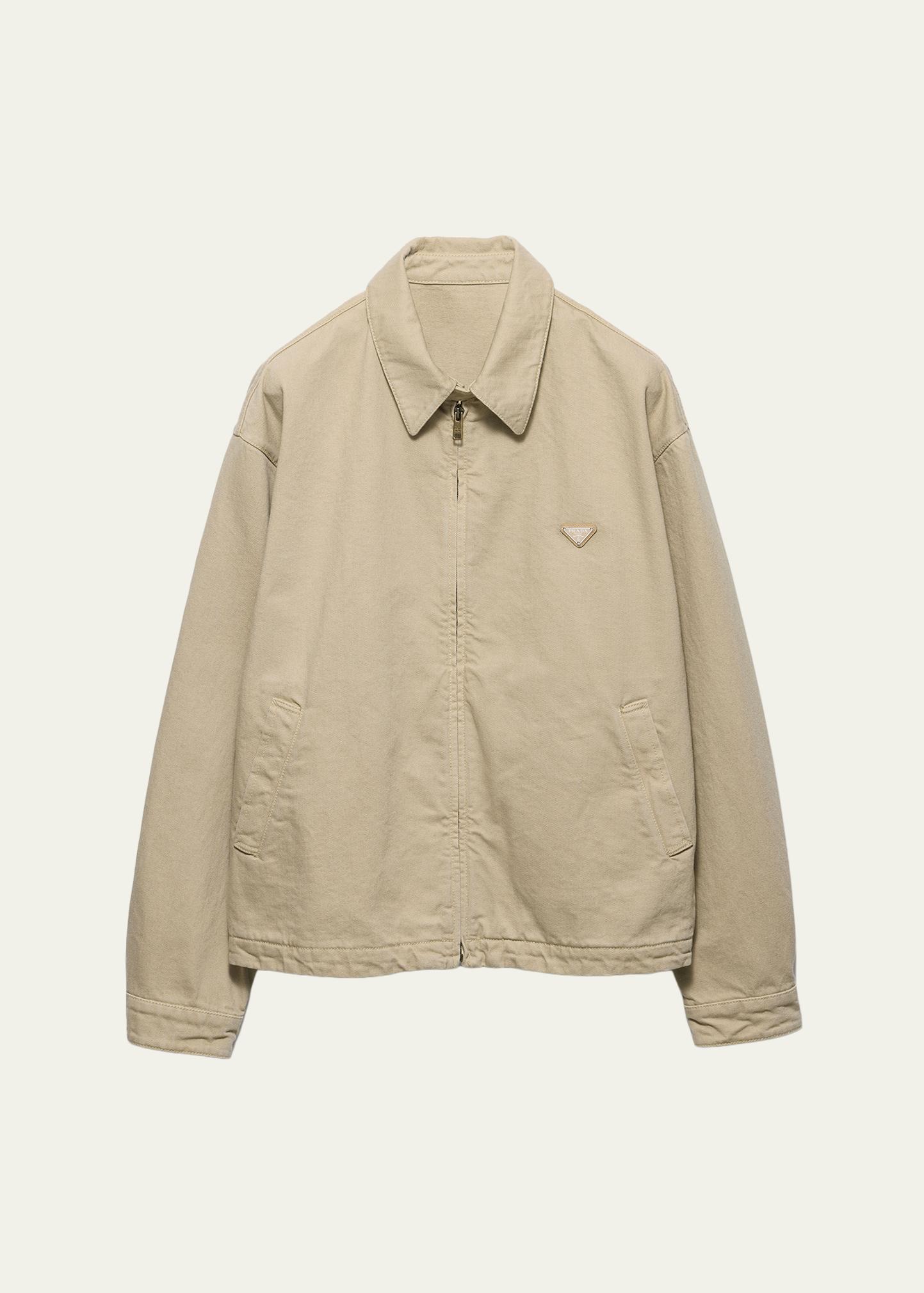 Prada Men's Denim Triangle Logo Full-Zip Jacket - Bergdorf Goodman
