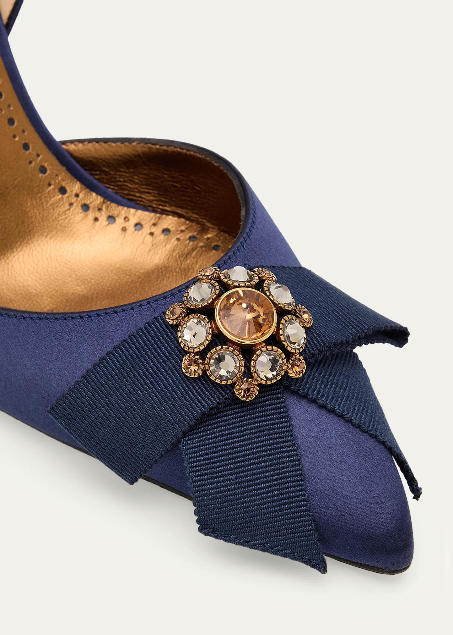 Manolo Blahnik 70mm Apidosa Embellished Satin Bow Pumps - Bergdorf