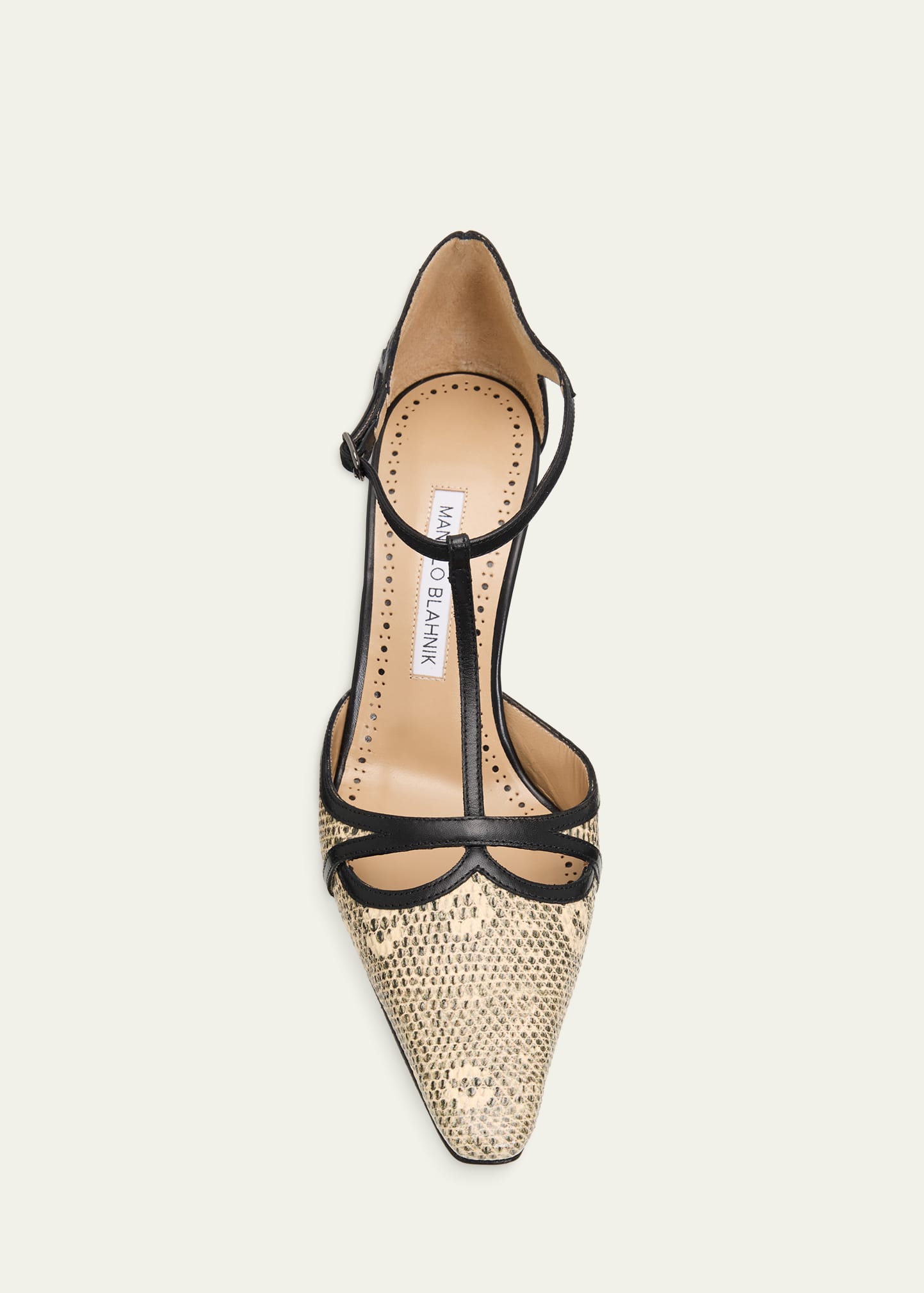 Manolo Blahnik 70mm Gish Snake-Embossed Leather Pumps - Bergdorf