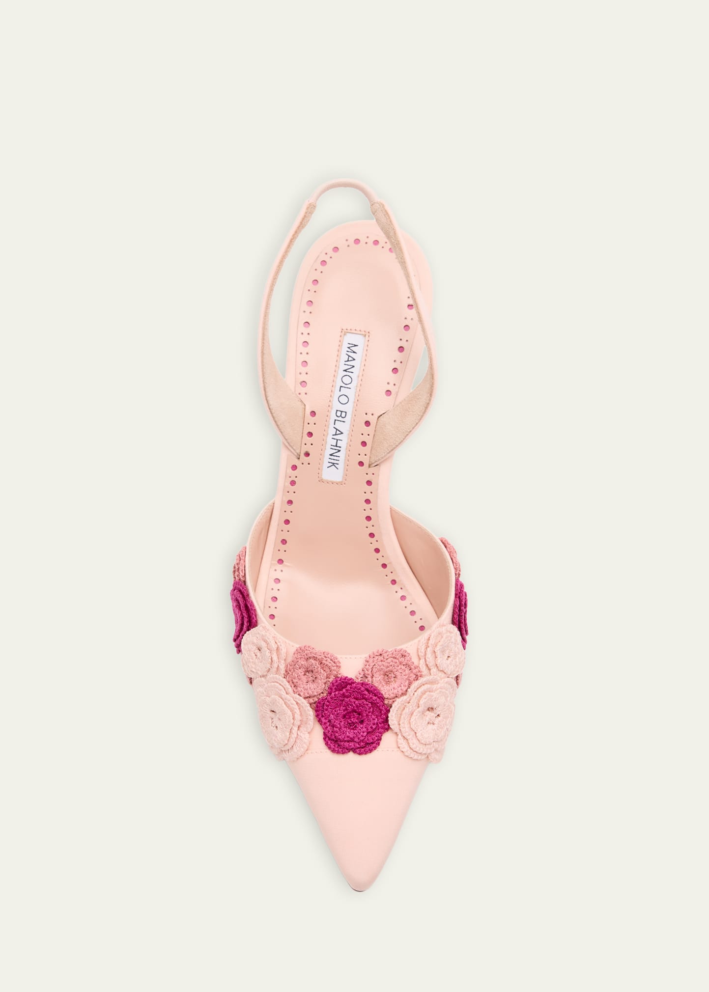 Manolo Blahnik 70mm Svemutasli Gala Floral Satin Slingback Pumps