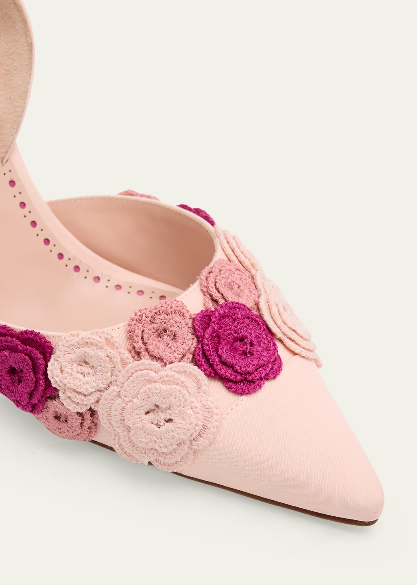 Manolo Blahnik 70mm Svemutasli Gala Floral Satin Slingback Pumps