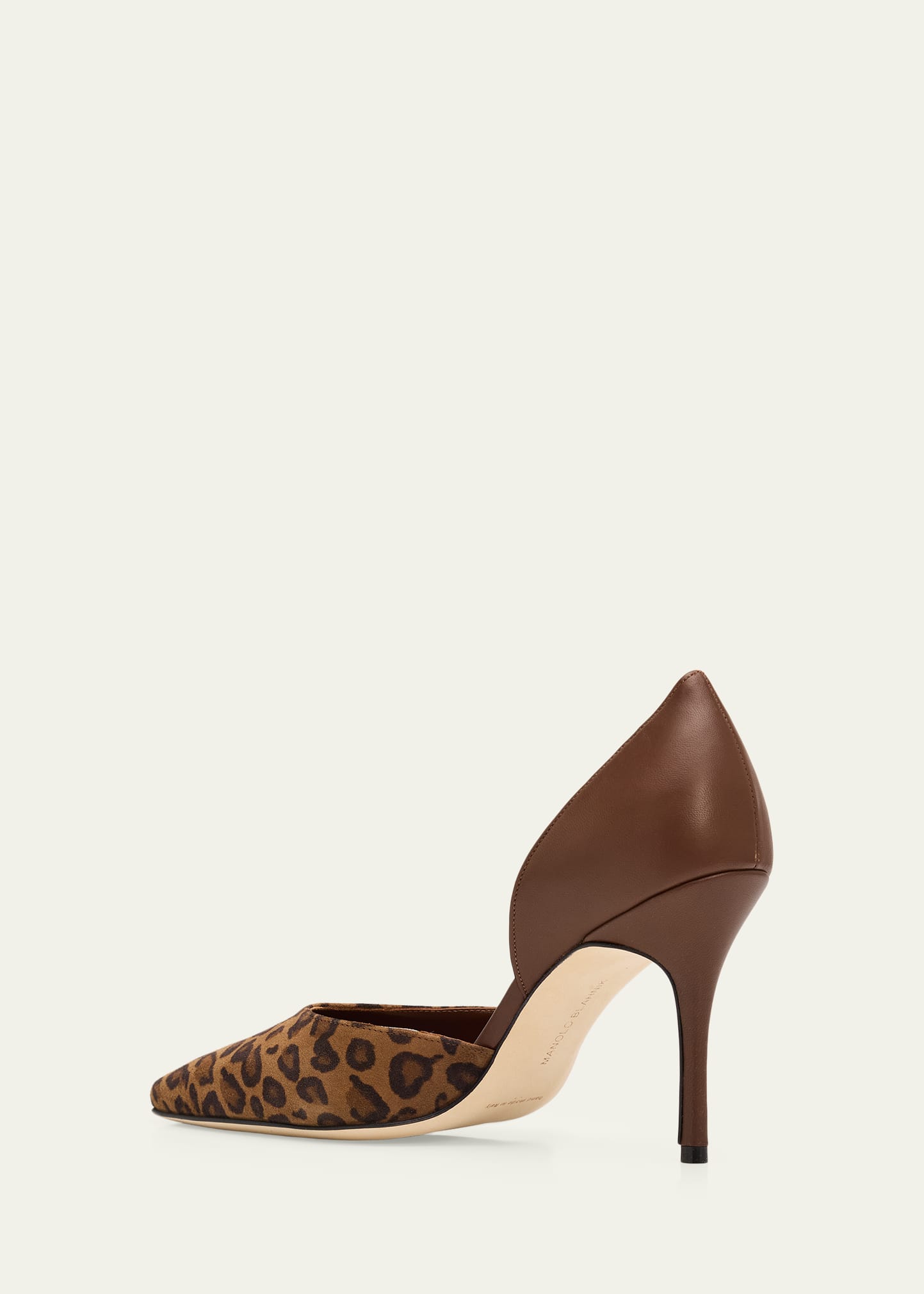 Manolo Blahnik 90mm Taylerbinu Leopard Mixed Leather Pumps