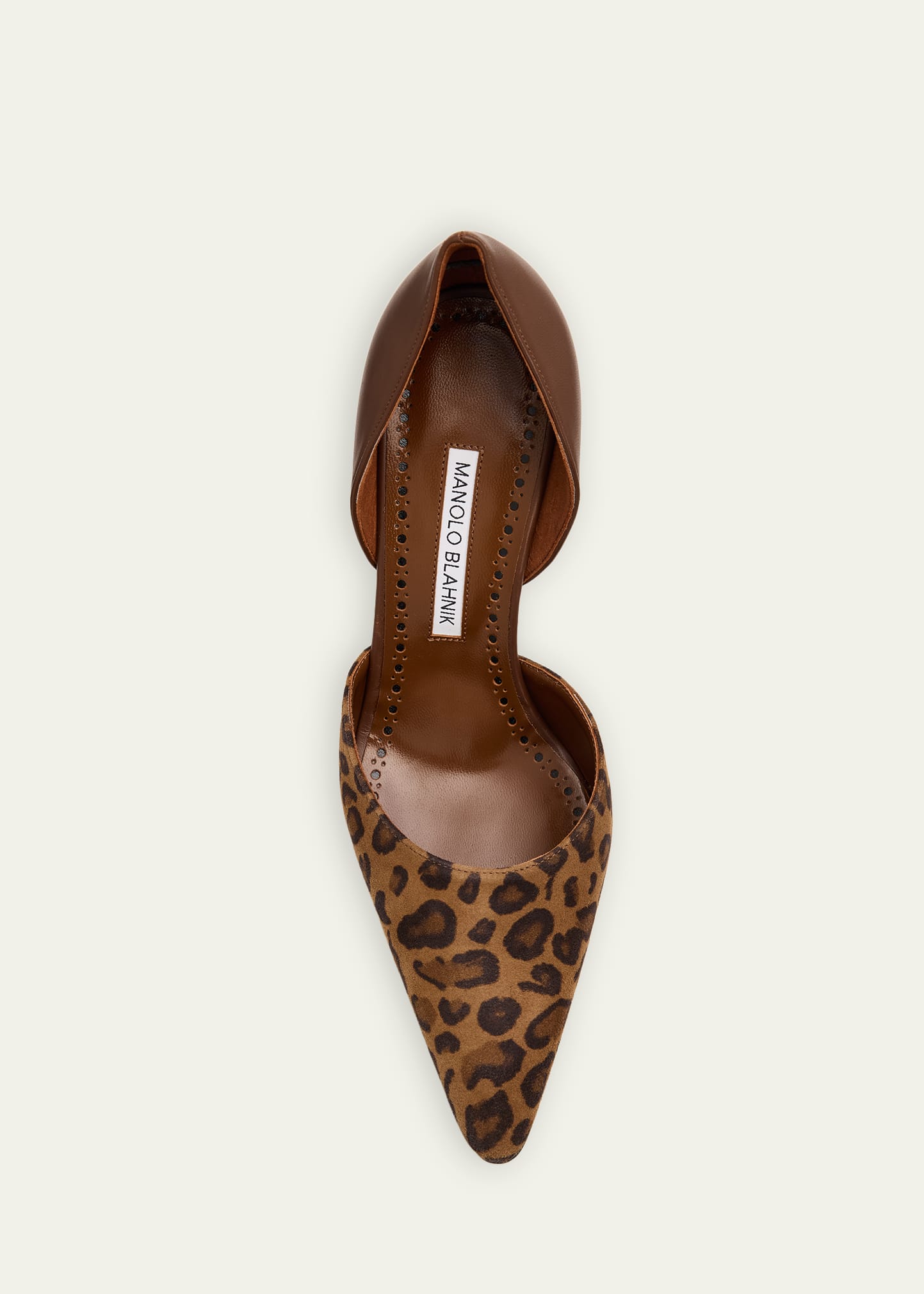 Manolo Blahnik 90mm Taylerbinu Leopard Mixed Leather Pumps