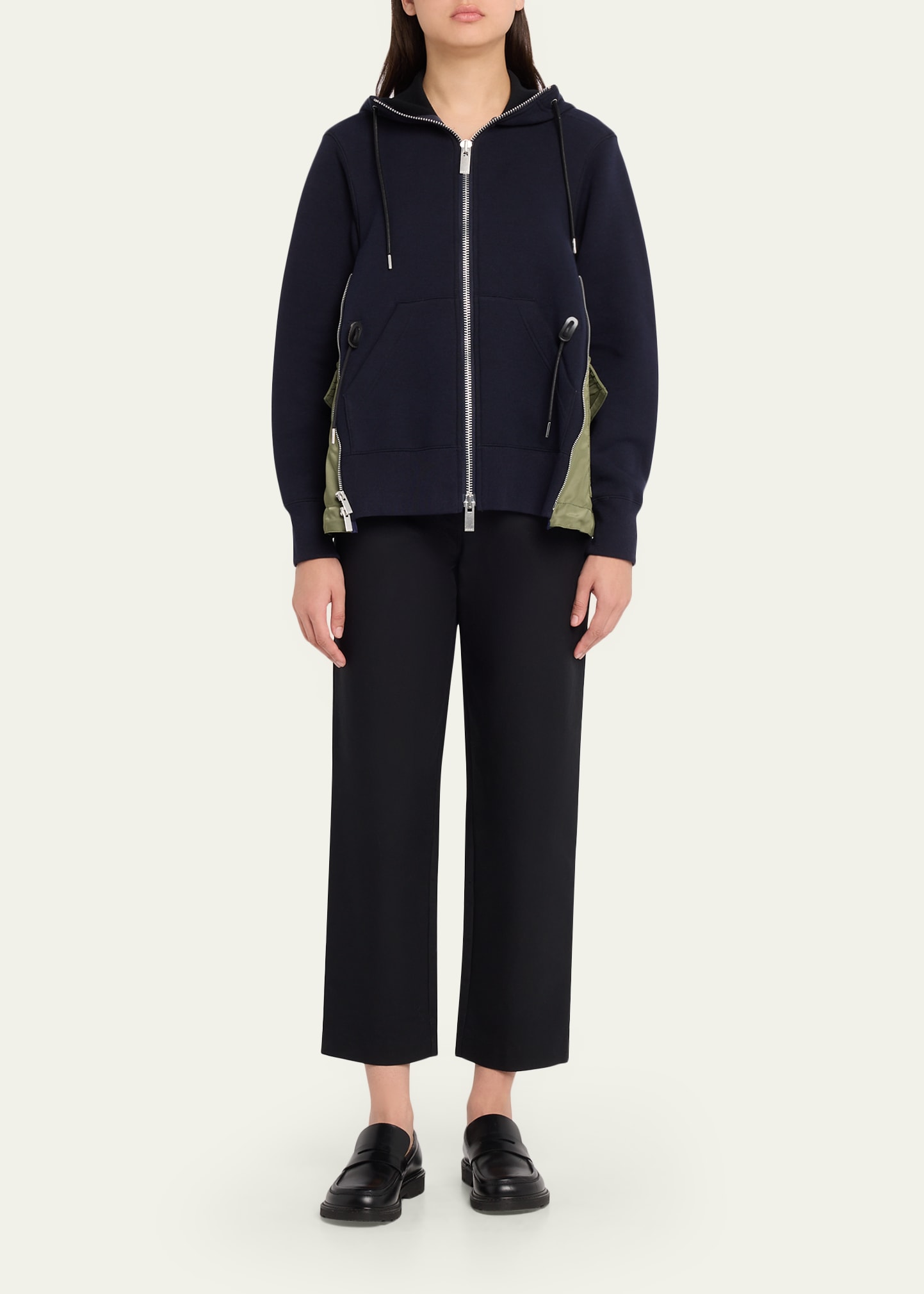 SACAI Sponge Sweat x Nylon Twill Hoodie - Bergdorf Goodman