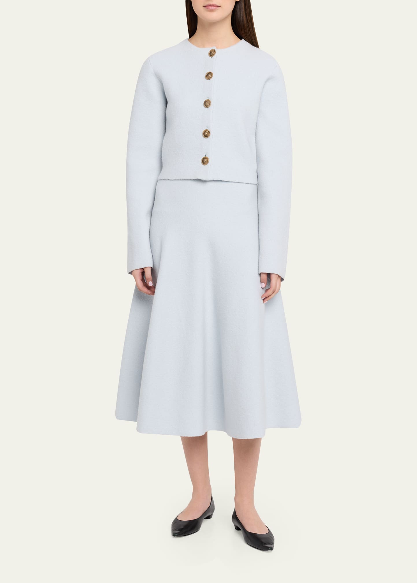 Brandon Maxwell Miller Structured Wool Midi Skirt - Bergdorf Goodman