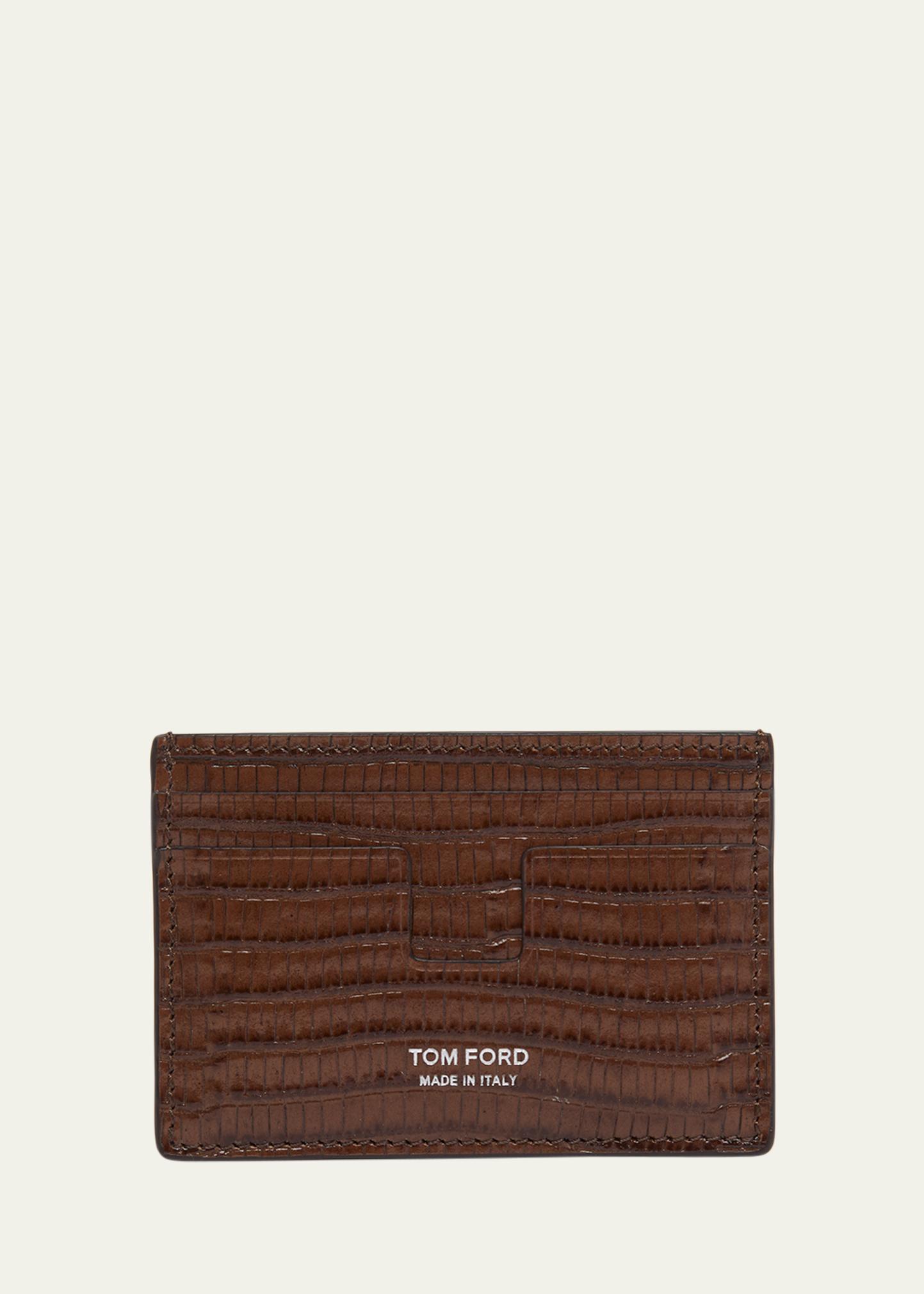 TOM FORD Men's T Line Croc-Effect Leather Card Holder - Bergdorf