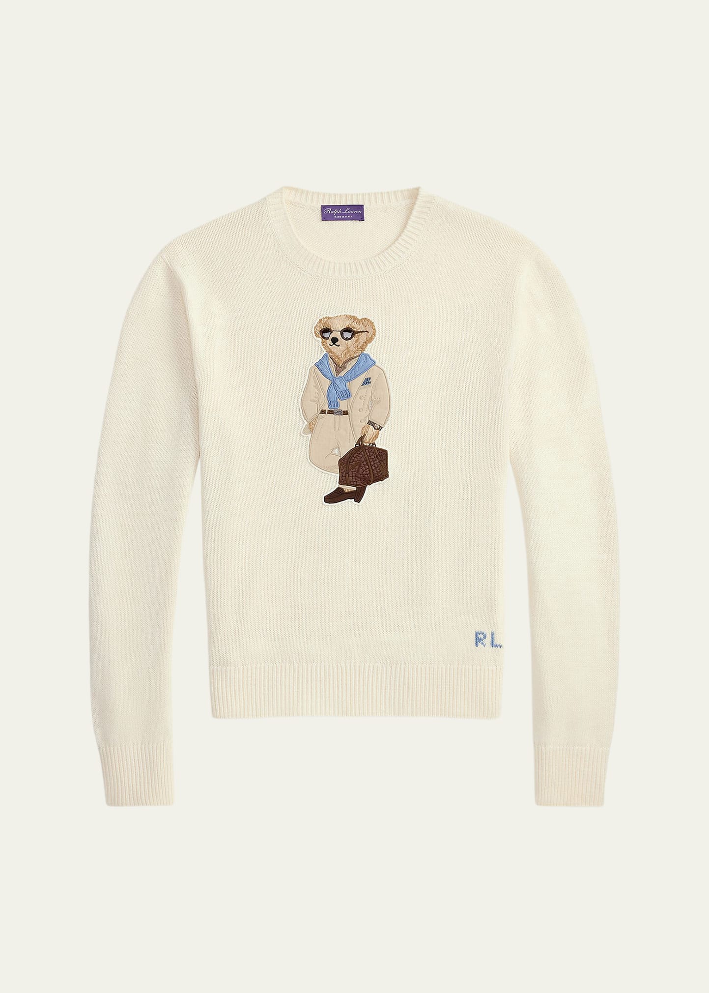 Ralph Lauren Purple Label Men's Silk Knit Polo Bear Crewneck