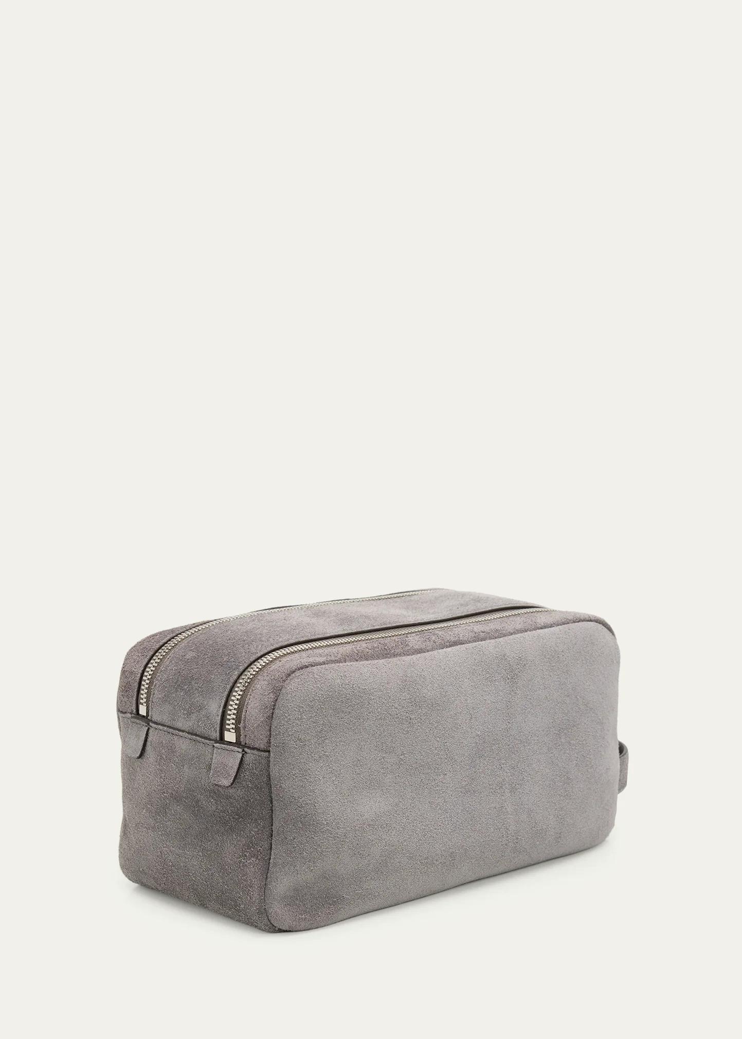 BRUNELLO CUCINELLI 남성 가죽 와이드 입구 세면백