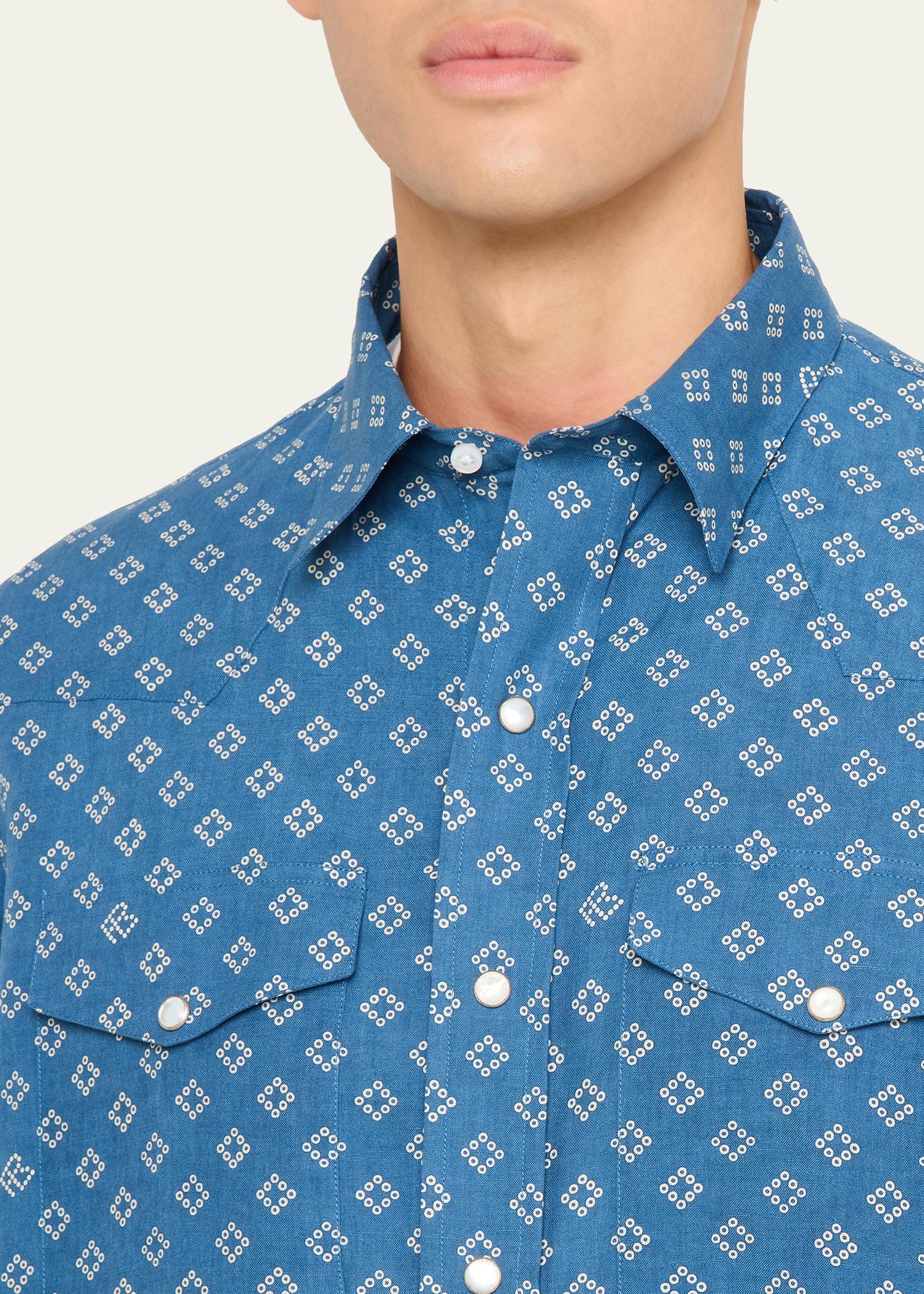 Ralph Lauren Purple Label Men's Relaxed Fit Linen-Silk Western
