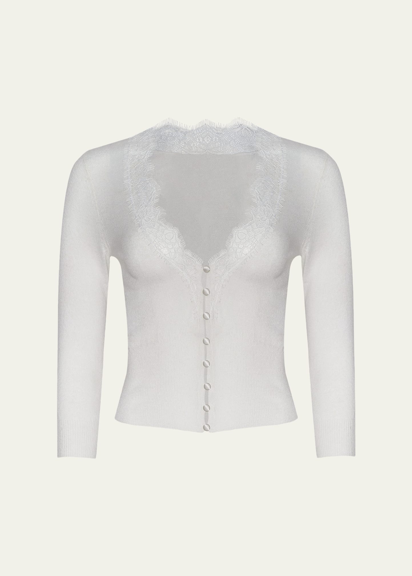 L'Agence Eluna Lace-Trim Cardigan - Bergdorf Goodman