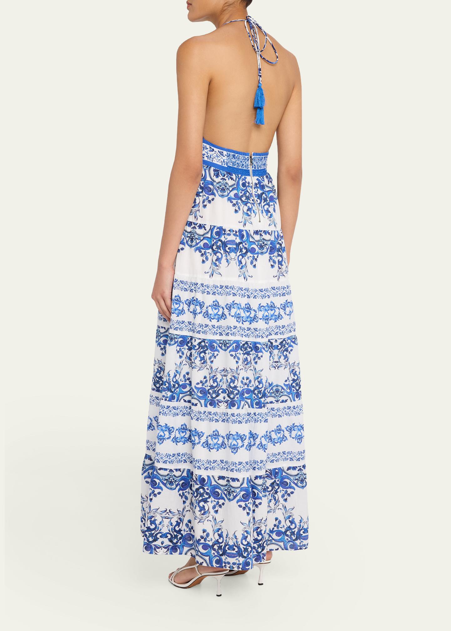 ALICE + OLIVIA Karolina Tiered Halter Maxi Dress