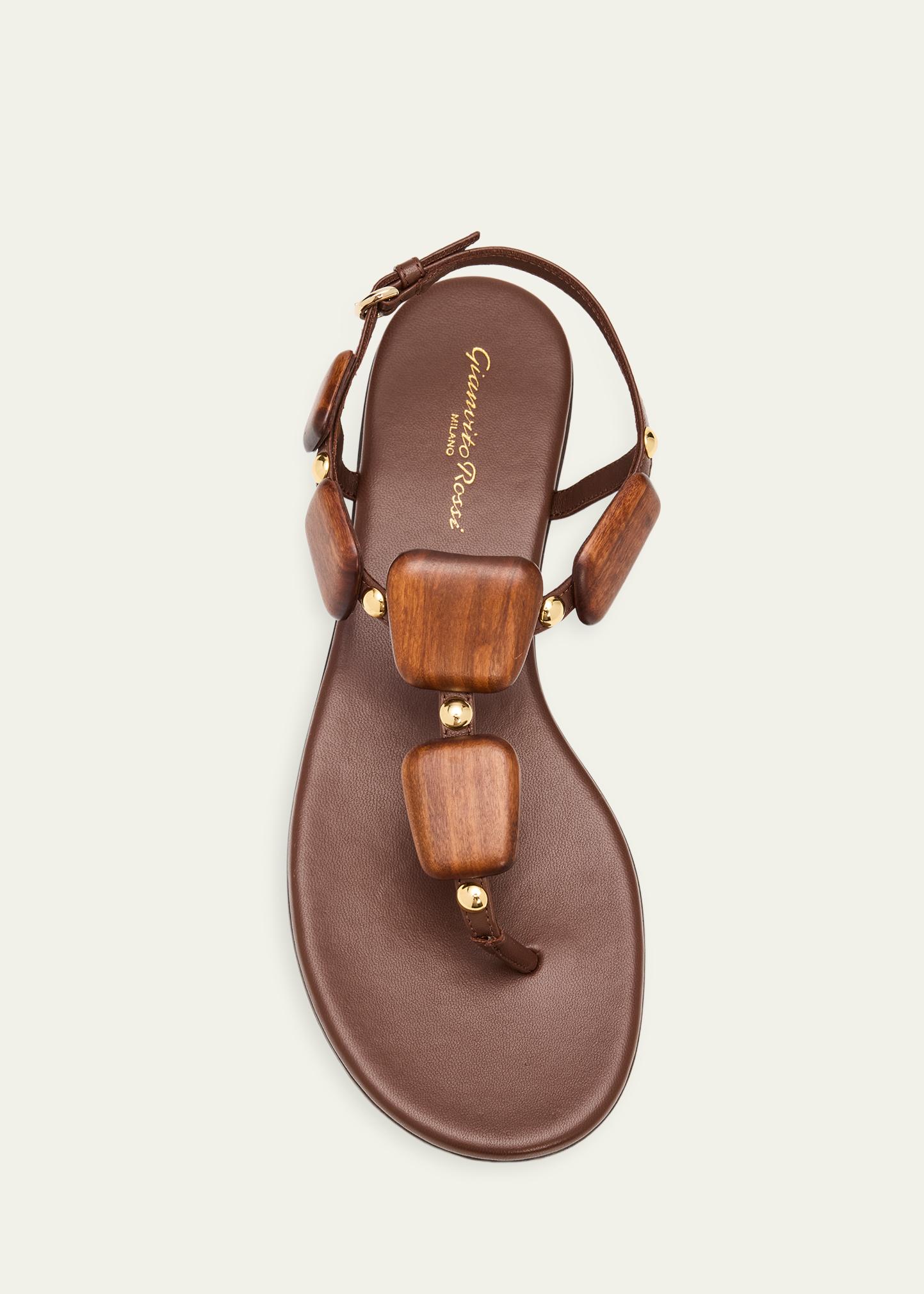 Gianvito Rossi Beaded Nappa Metallic Leather Thong Sandals