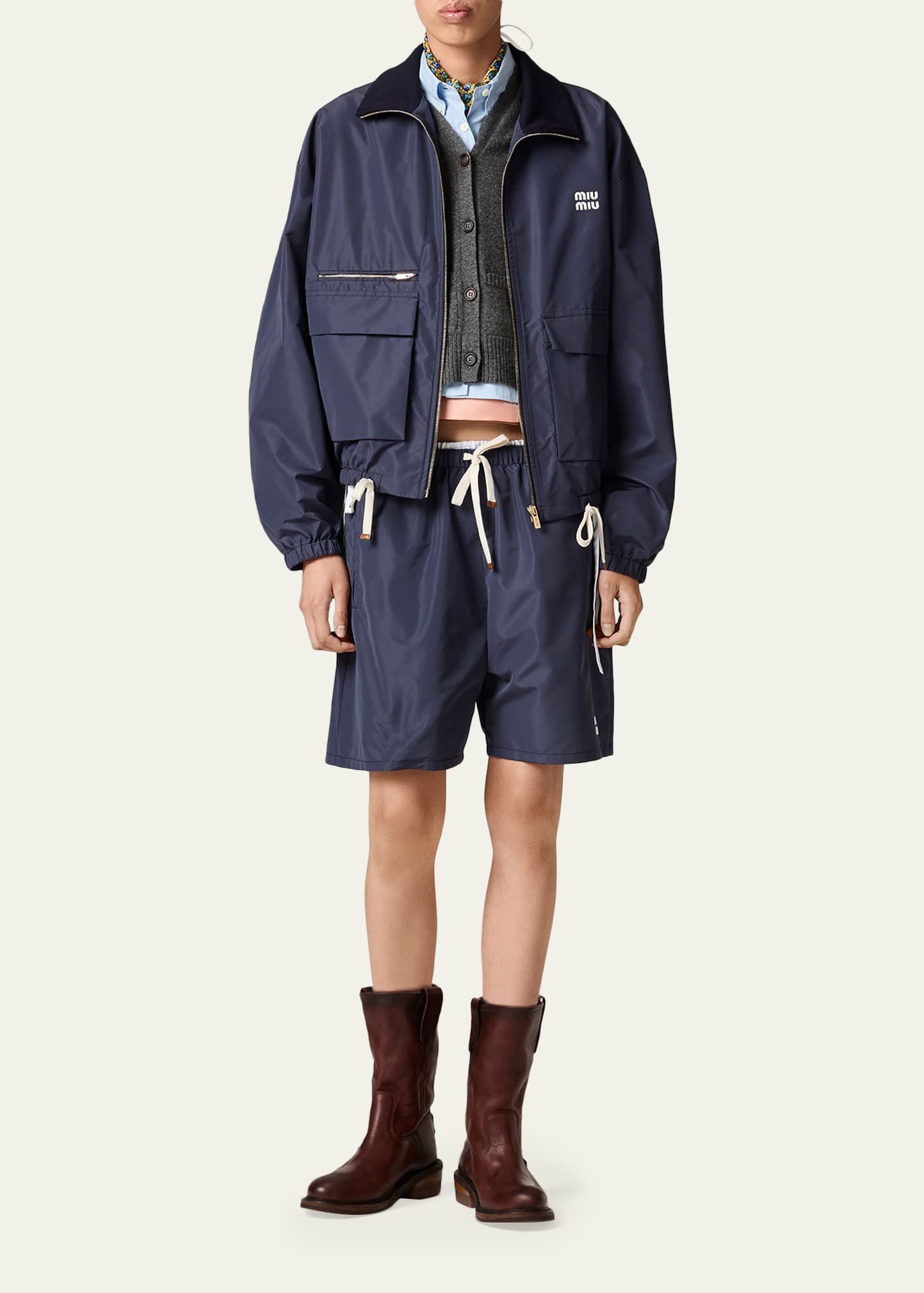 Miu Miu Technical Fabric Drawstring Shorts - Bergdorf Goodman