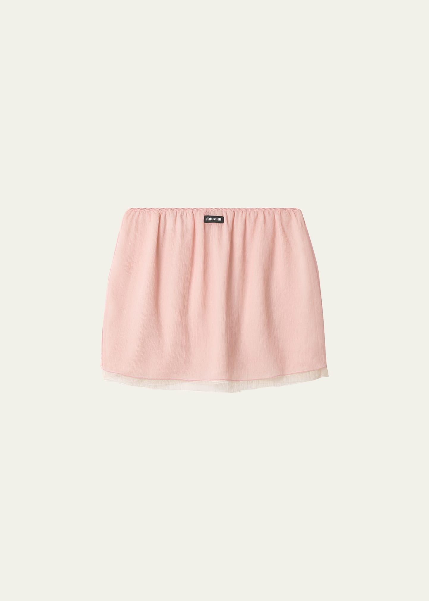 MIU MIU シルクラメフレアイージースカート ピンク サイズ38*FD355 Miu Miu Layered Crinkle Silk Chiffon Mini Skirt - Bergdorf Goodman