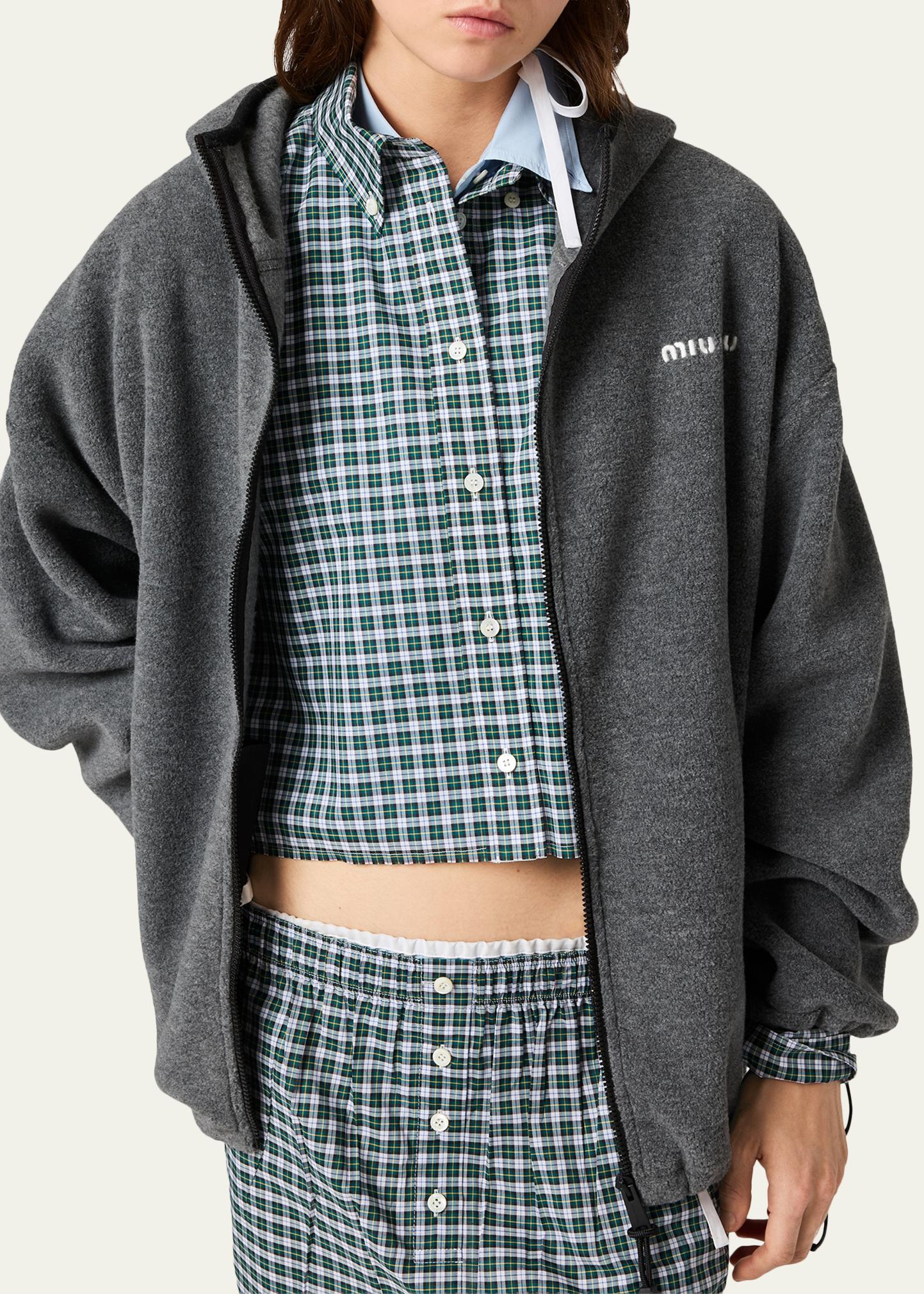 Miu Miu Fleece Zip Hooded Jacket - Bergdorf Goodman