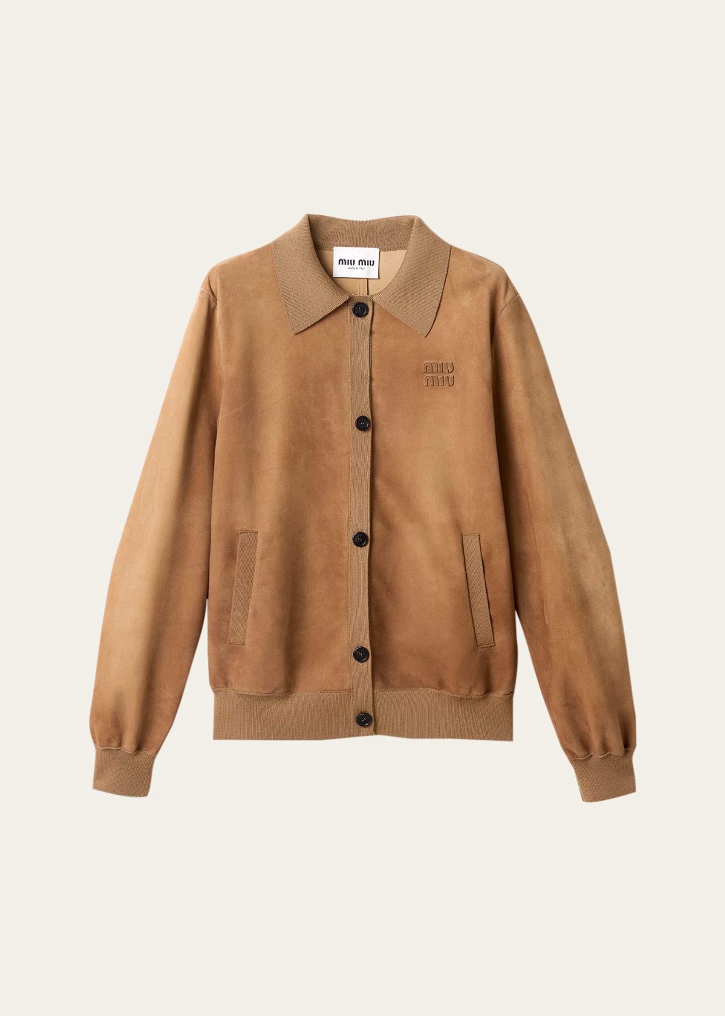 Miu Miu Collared Suede Single-Breasted Jacket - Bergdorf Goodman