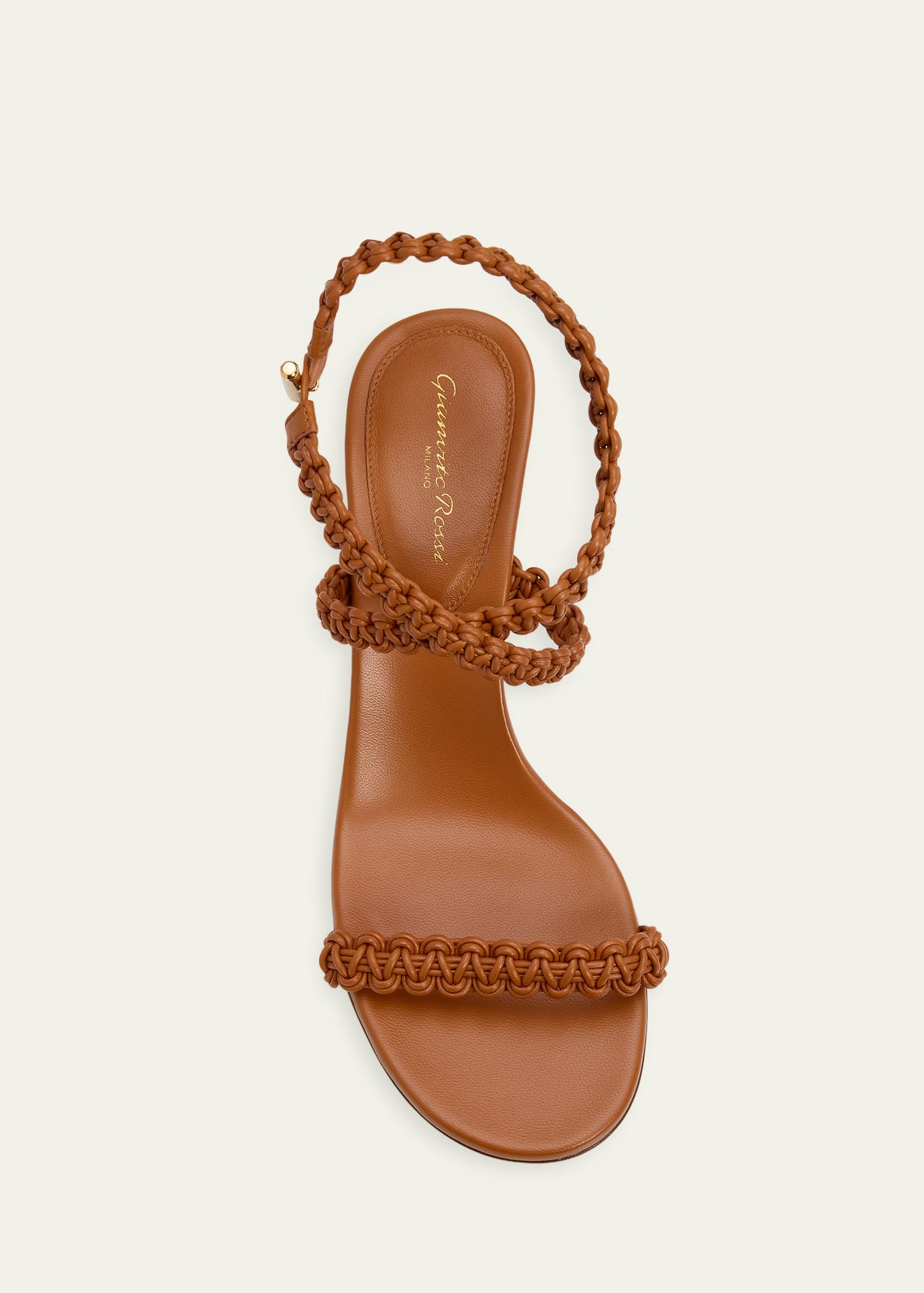 Gianvito Rossi 70mm Braided Leather Sandals - Bergdorf Goodman