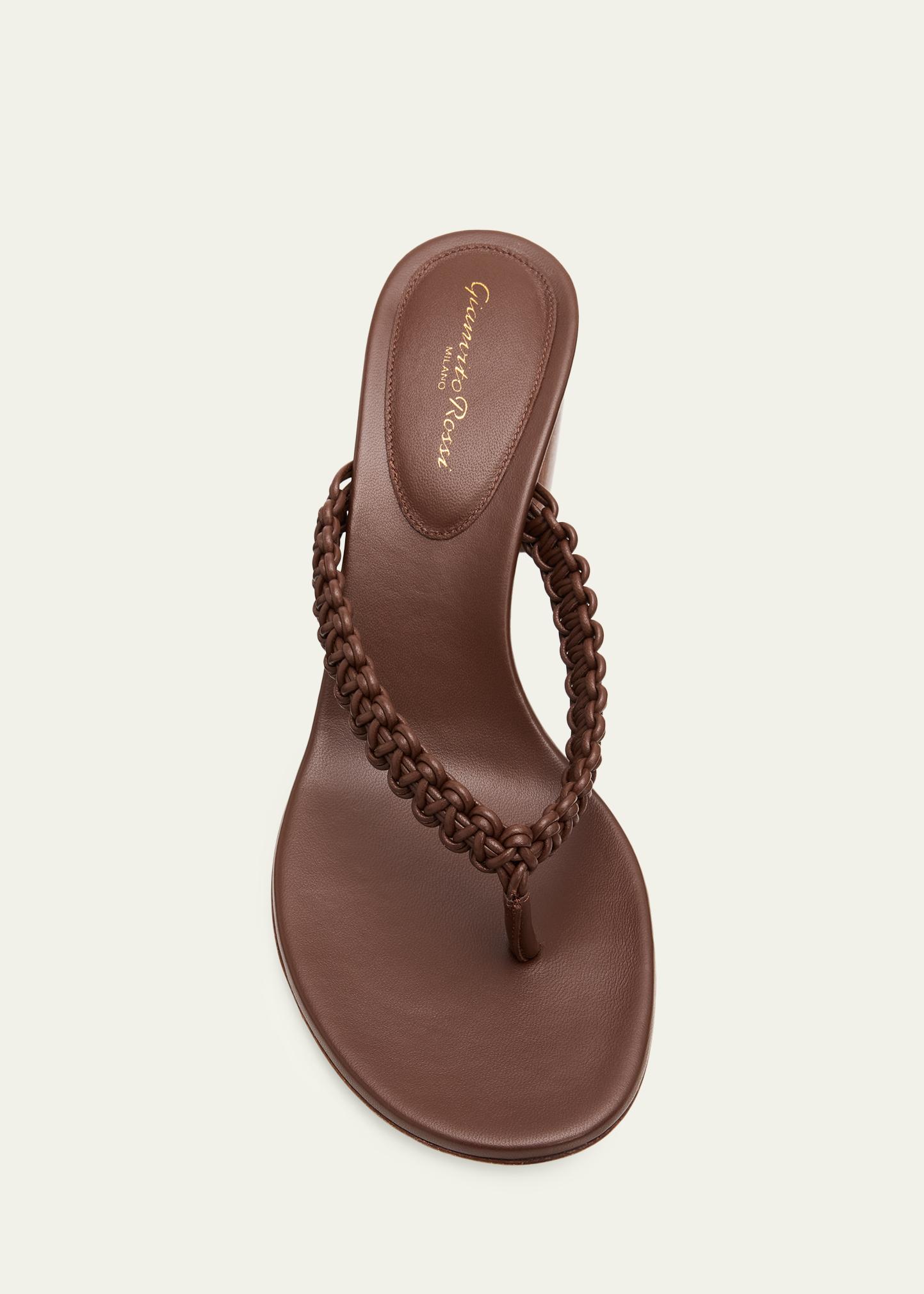 Gianvito Rossi 70mm Braided Nappa Leather Thong Sandals - Bergdorf