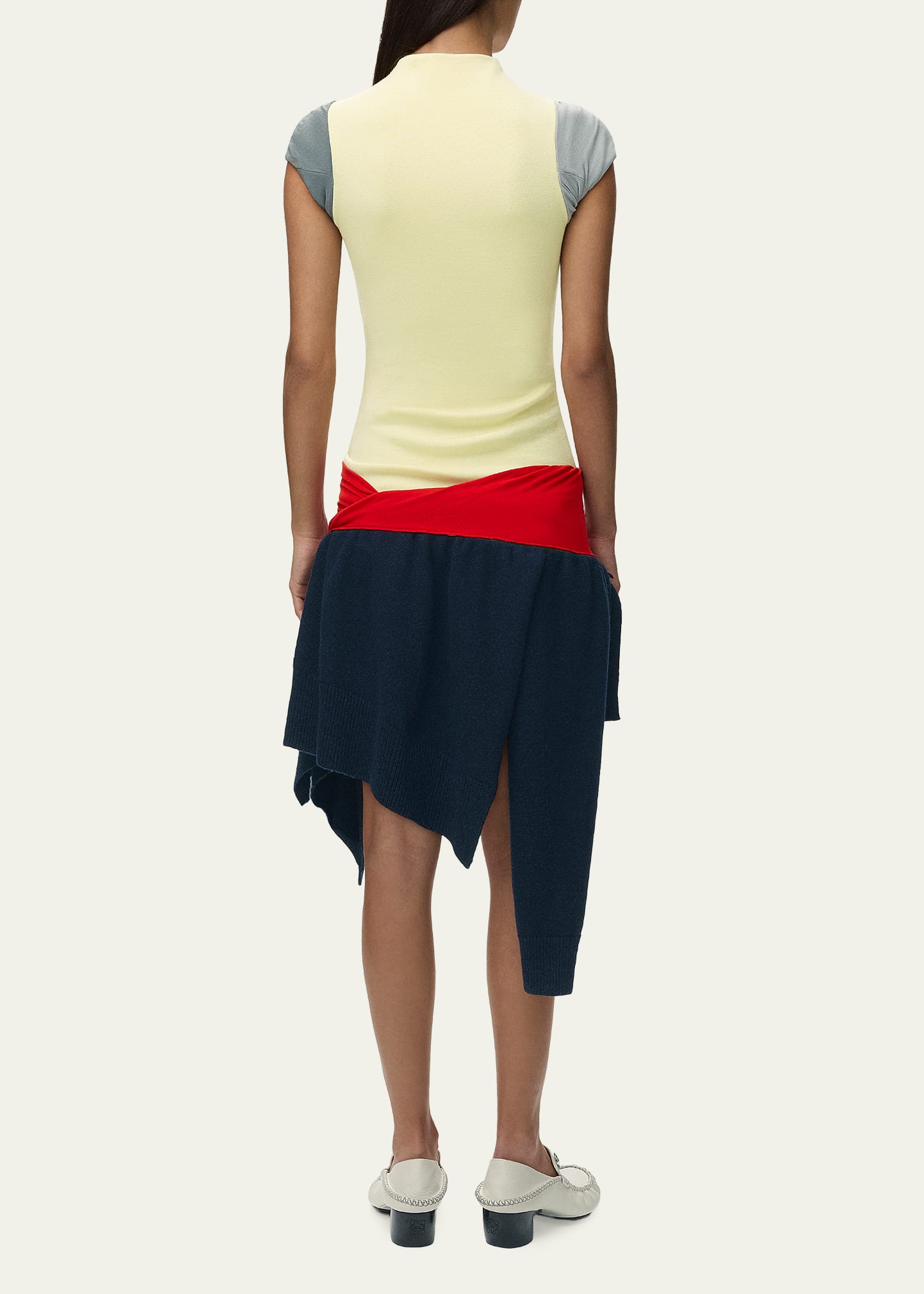 Loewe Mock-Neck Colorblock Handkerchief Dress - Bergdorf Goodman