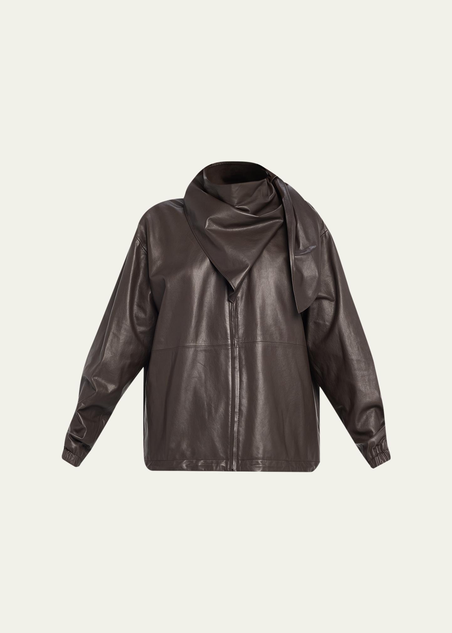 LOEWE Leather Scarf Zipped Jacket - Bergdorf Goodman