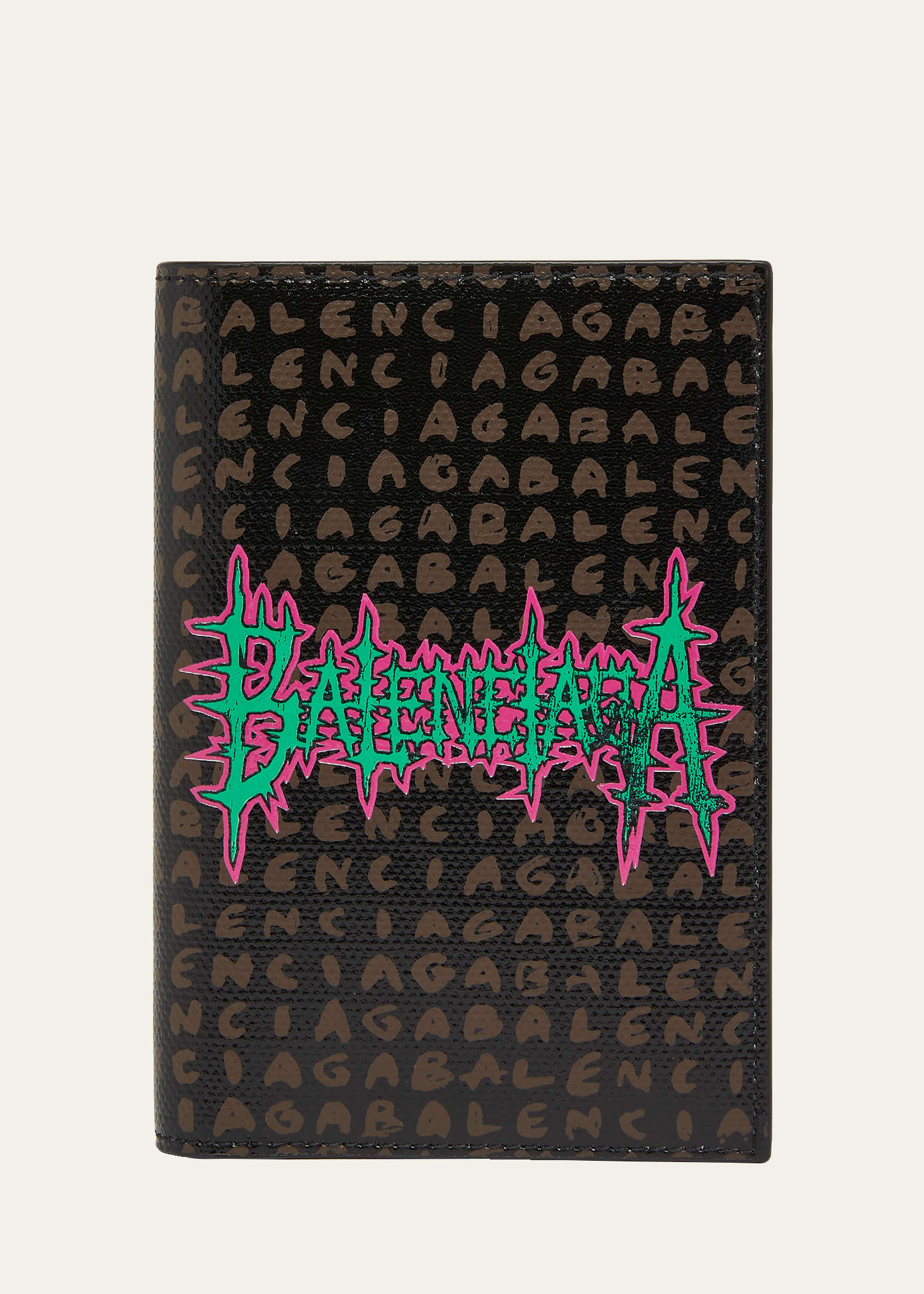 Balenciaga Men's Snob Allover Logo Passport Wallet - Bergdorf Goodman