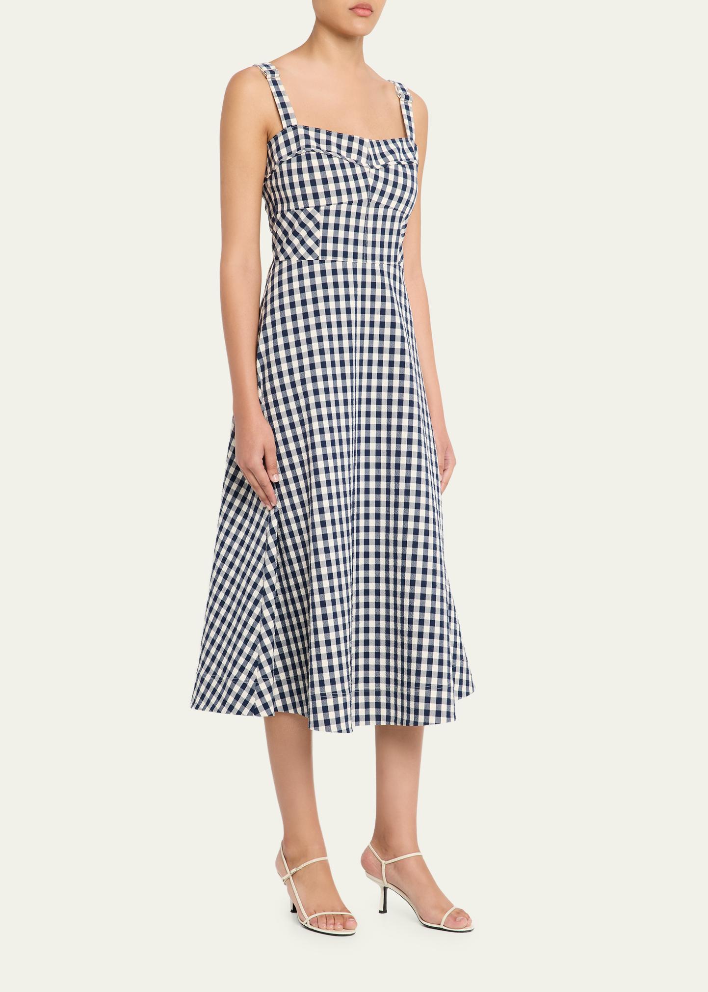 Veronica Beard Aila Gingham A-Line Midi Dress - Bergdorf Goodman