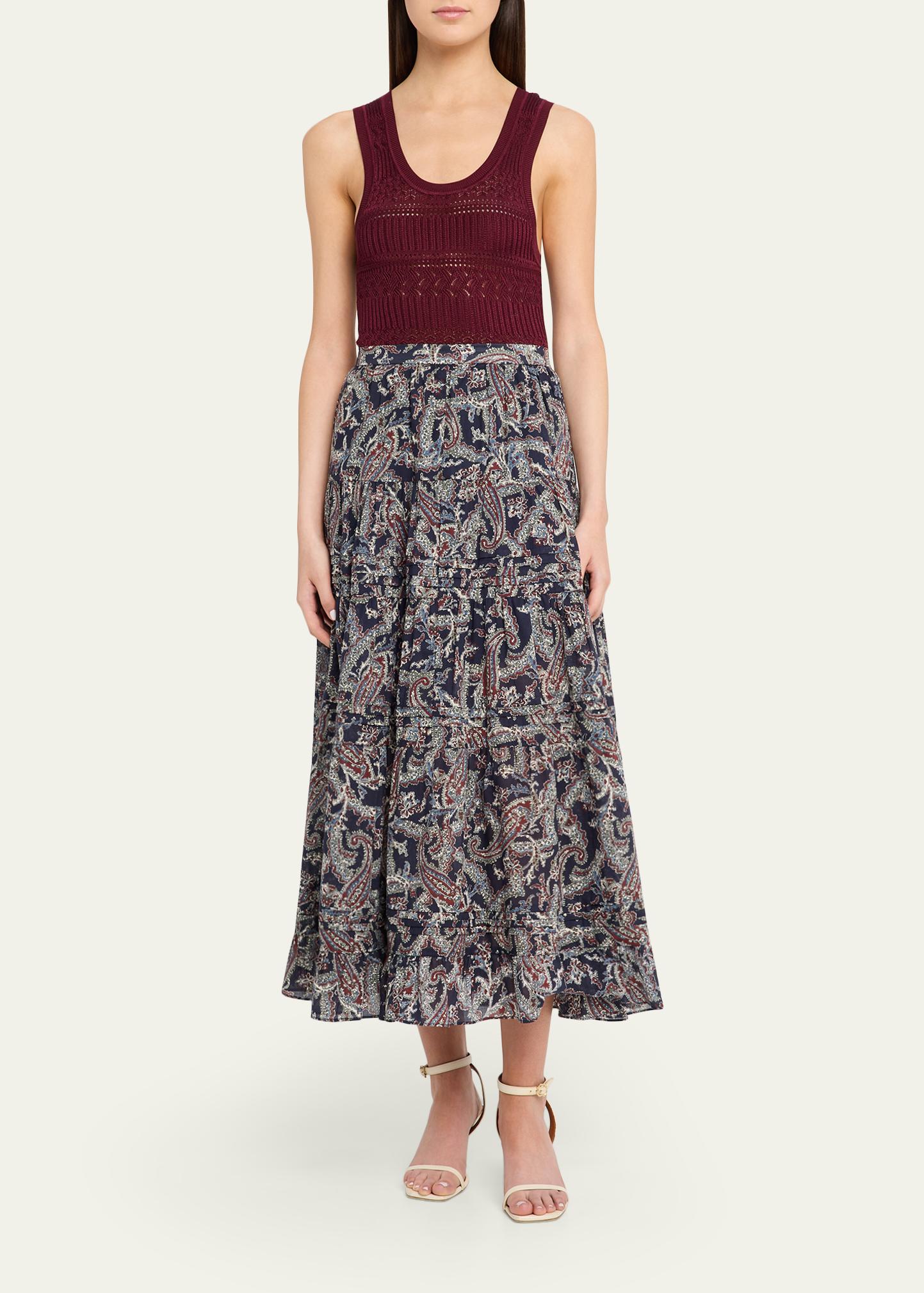 Veronica Beard Heatheralyn Paisley Skirt - Bergdorf Goodman