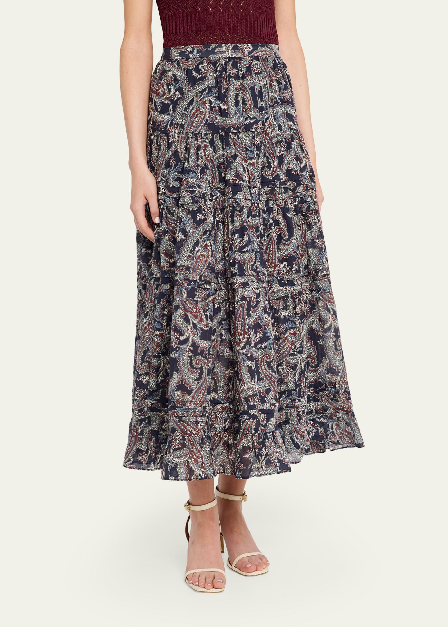 Veronica Beard Heatheralyn Paisley Skirt - Bergdorf Goodman