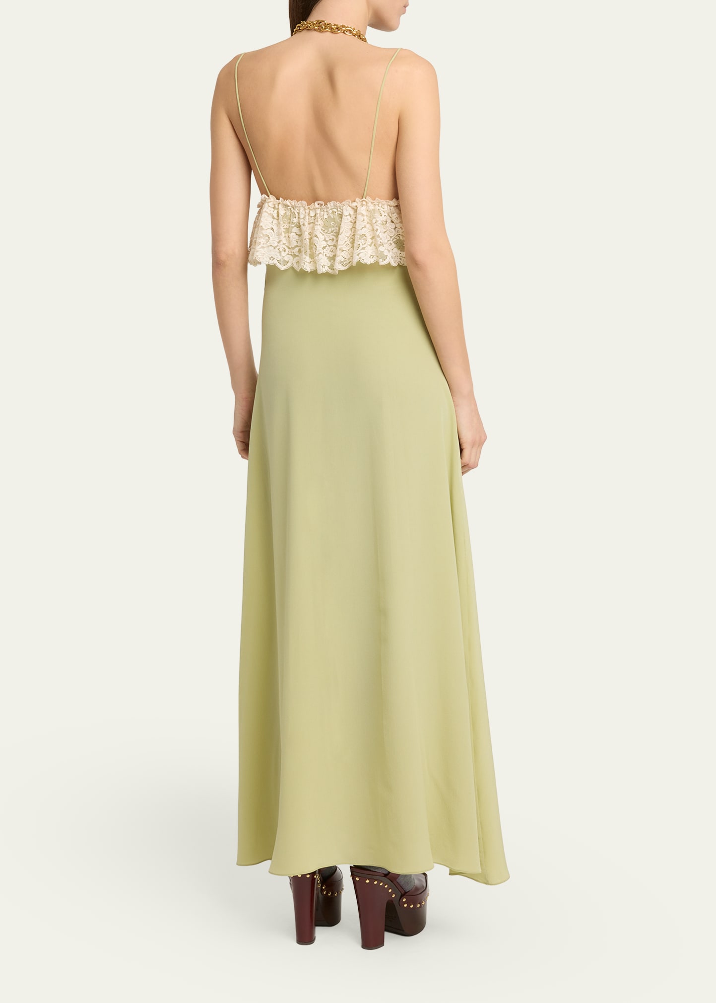 chloe silk blend crepe maxi dress Chloe Ruffled Silk-chiffon and Crepe Maxi Dress Black Chloe