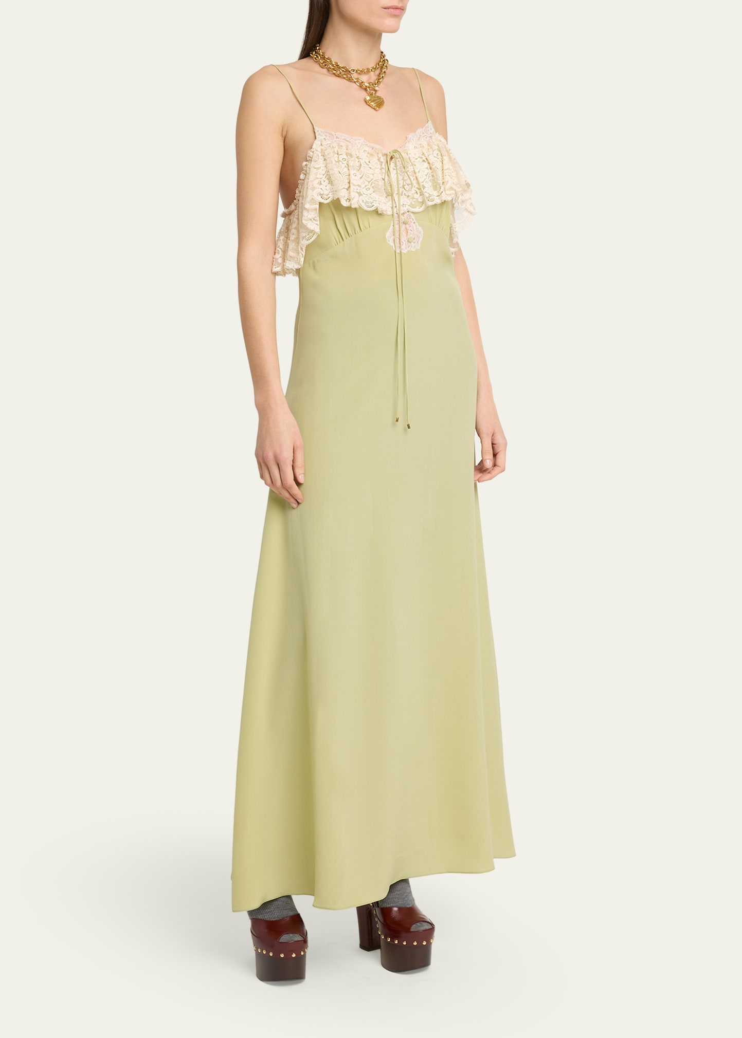 silk blend crepe maxi dress by chloe Chlo Ruffled silk-blend crpe maxi dress Chloe