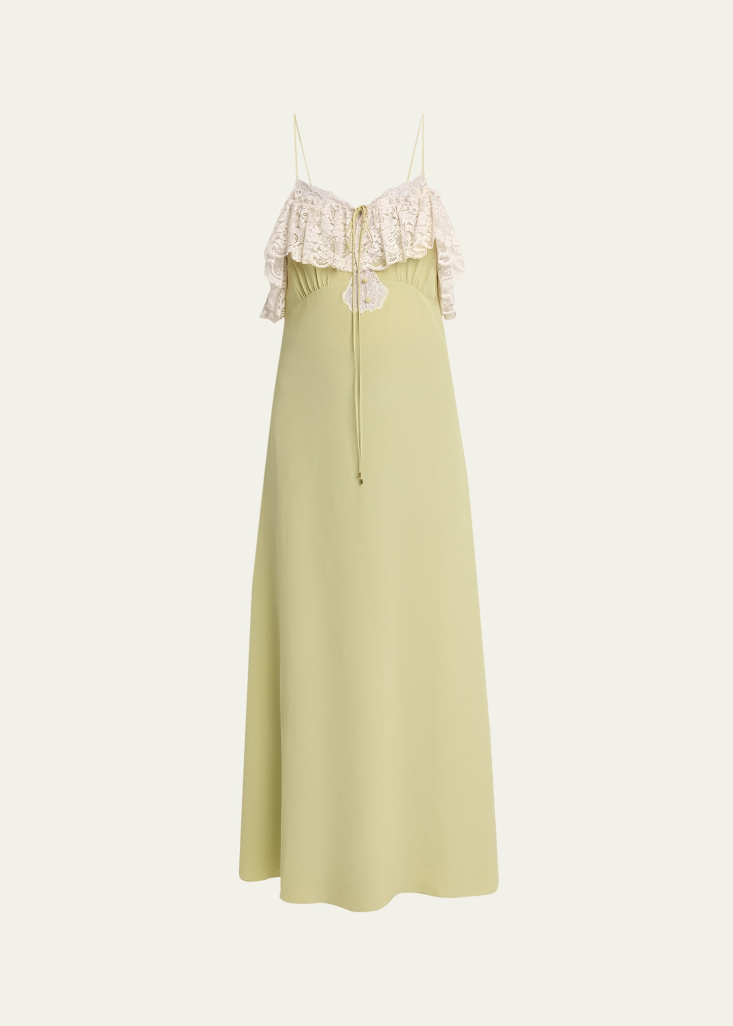 Chloe Lace-Ruffle Silk Crepe De Chine Maxi Slip Dress - Bergdorf