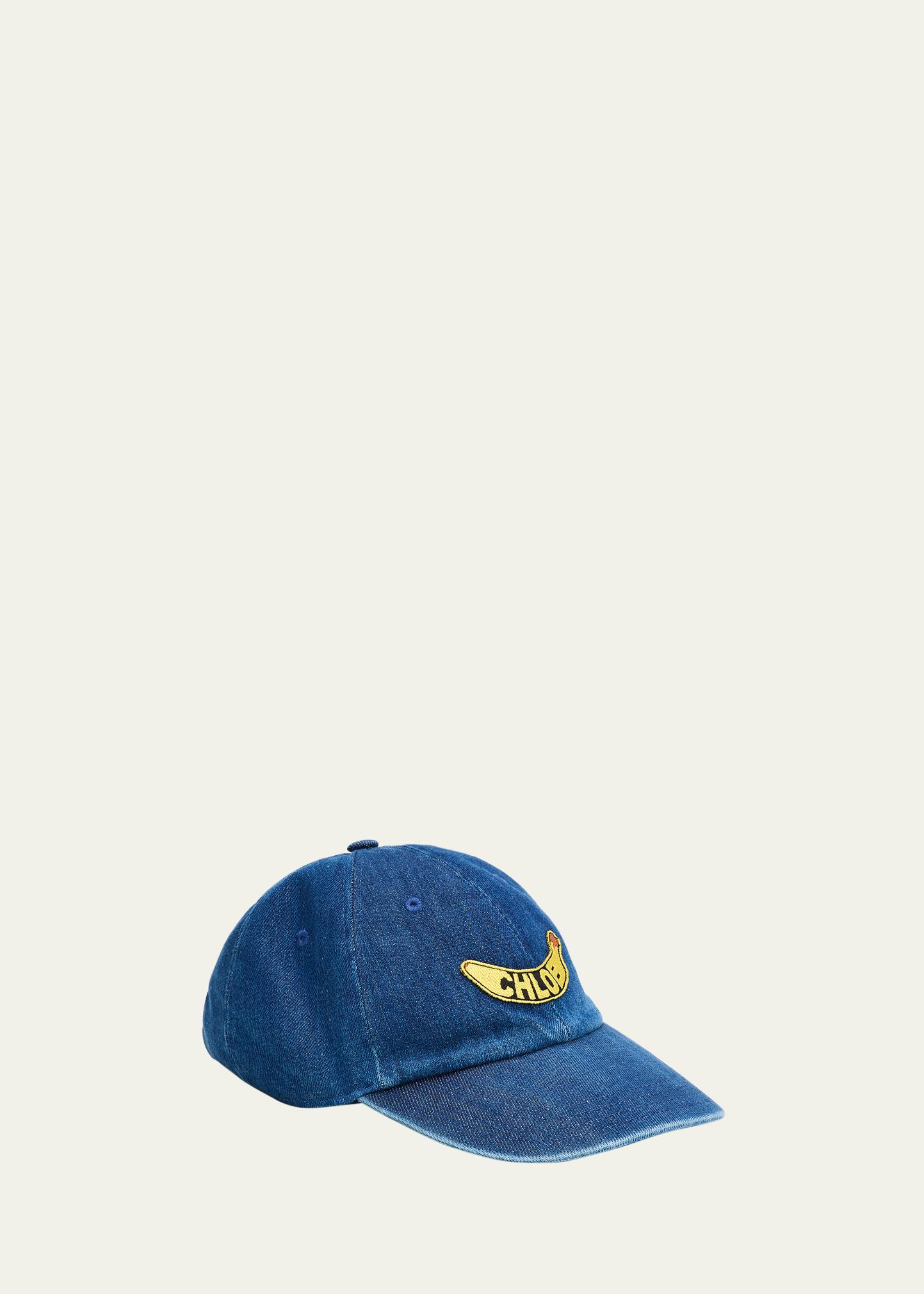 Chloe Banana Patch Denim Cap - Bergdorf Goodman