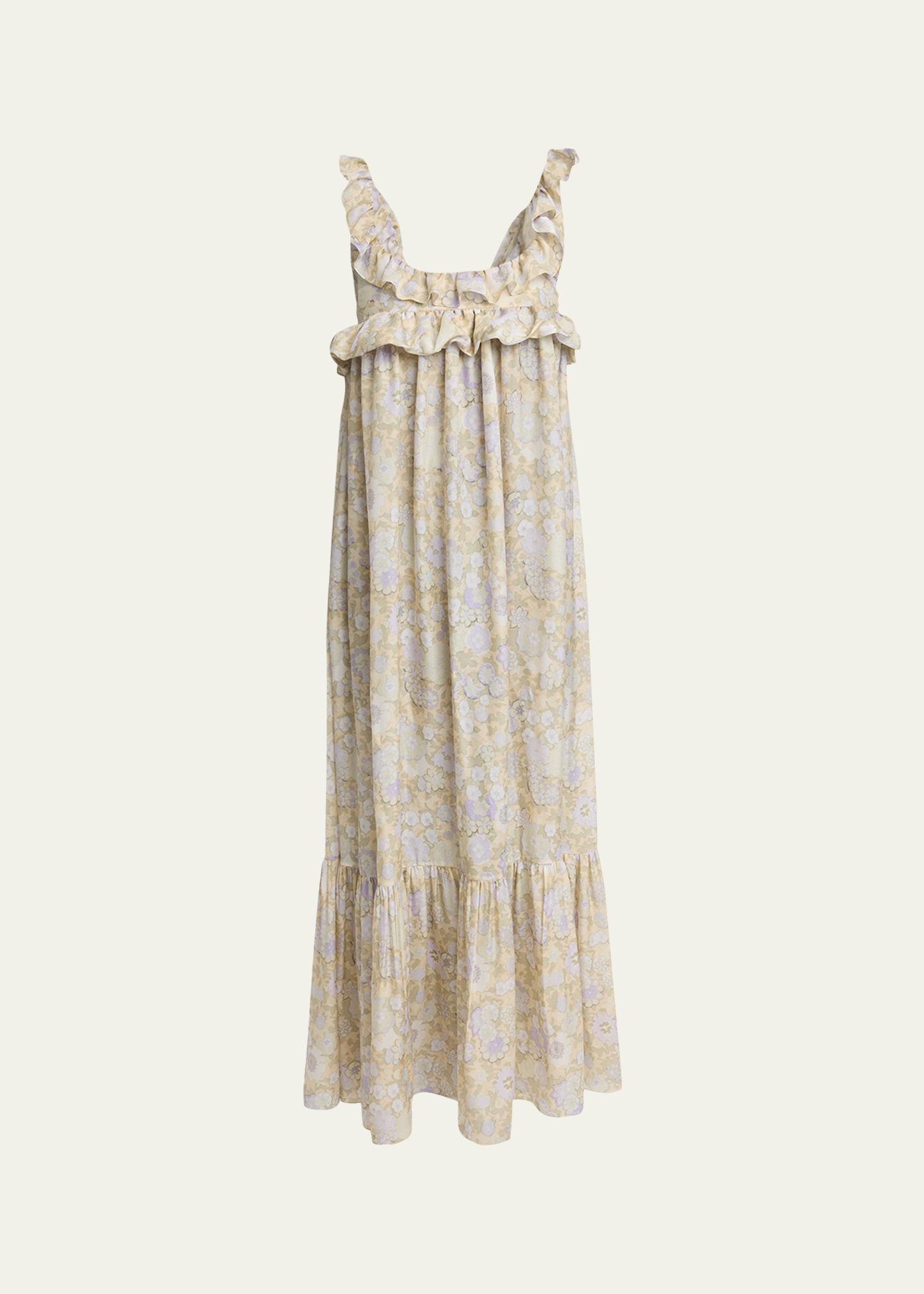 Chloe Painted Flowers Silk Maxi Dress - Bergdorf Goodman