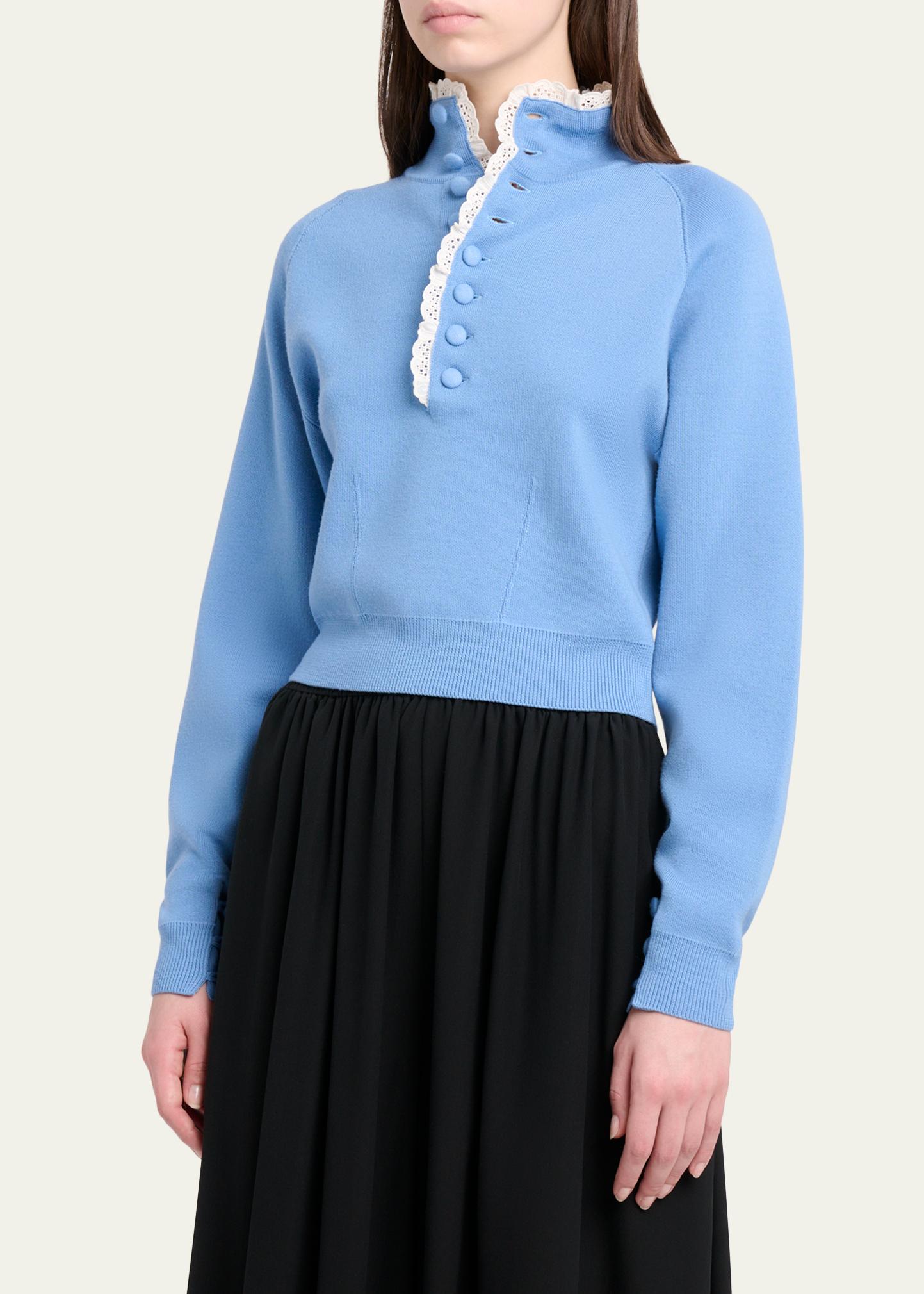 Chloé Wool Knit and Lace Pullover - Bergdorf Goodman
