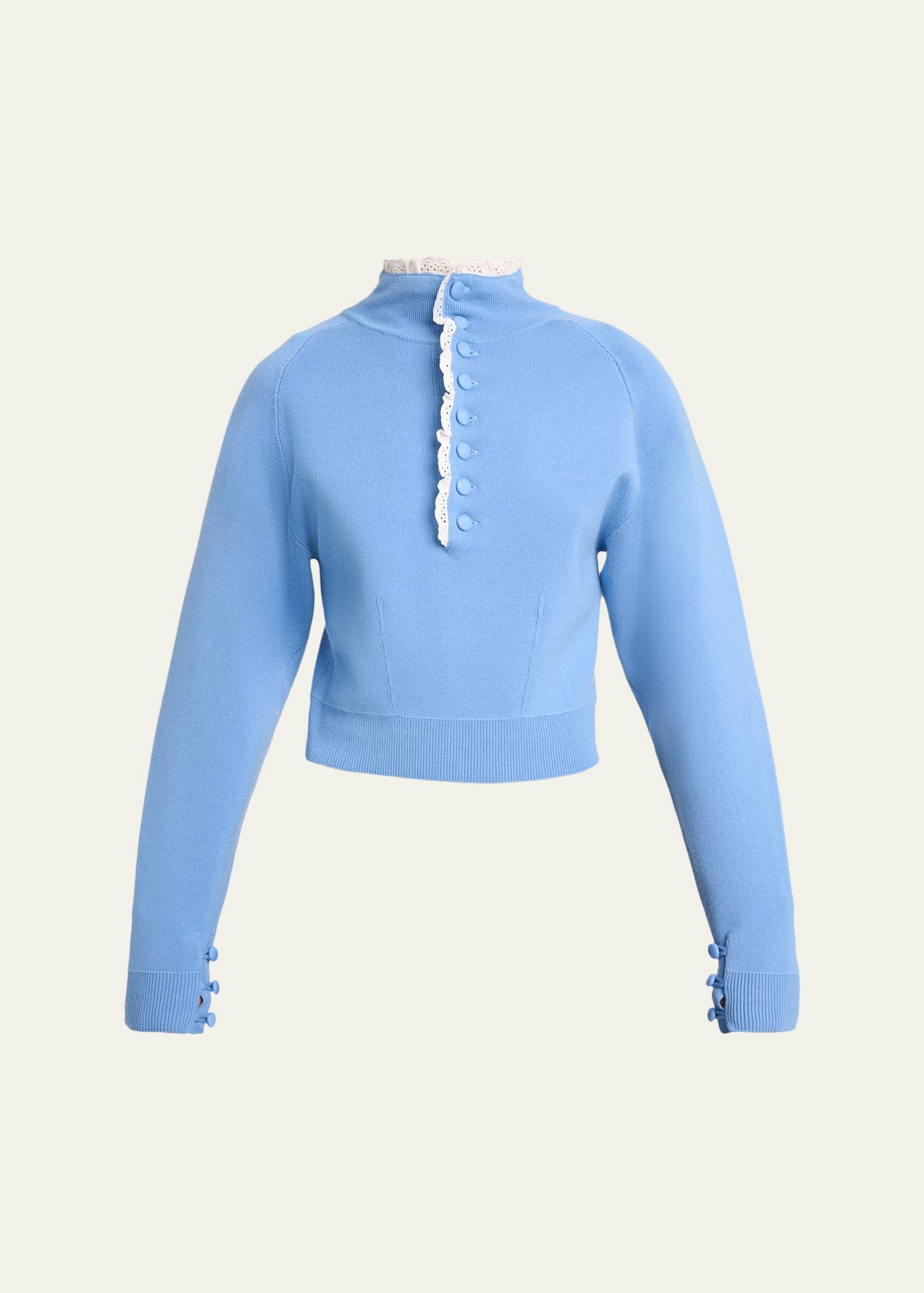 Chloé Wool Knit and Lace Pullover - Bergdorf Goodman