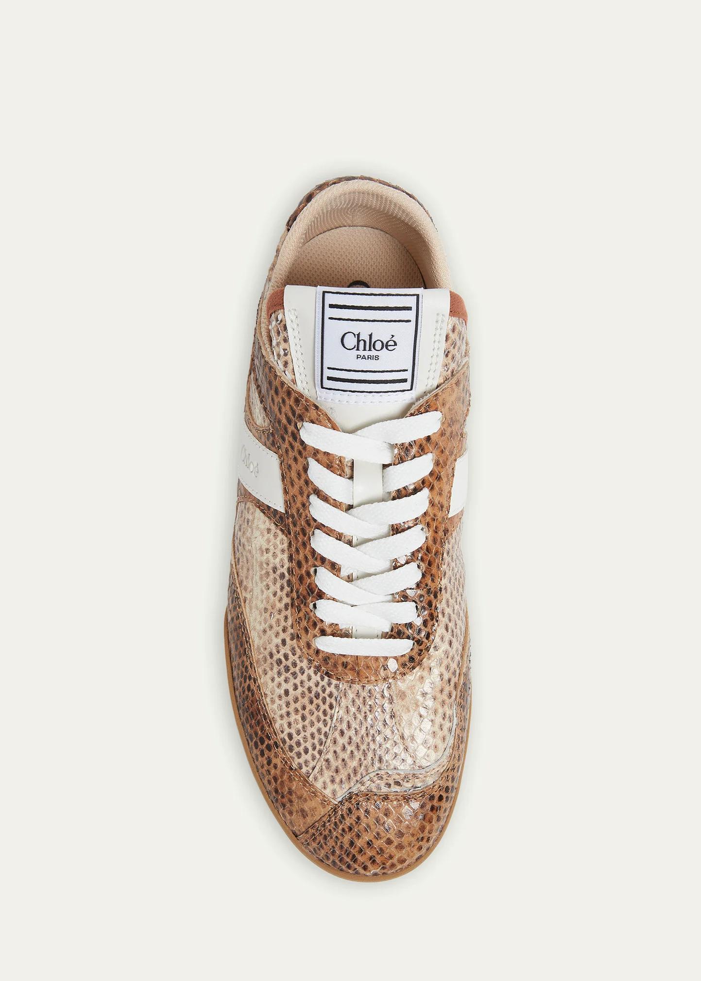 Chloe Kick Snake-Embossed Leather Low-Top Sneakers - Bergdorf Goodman