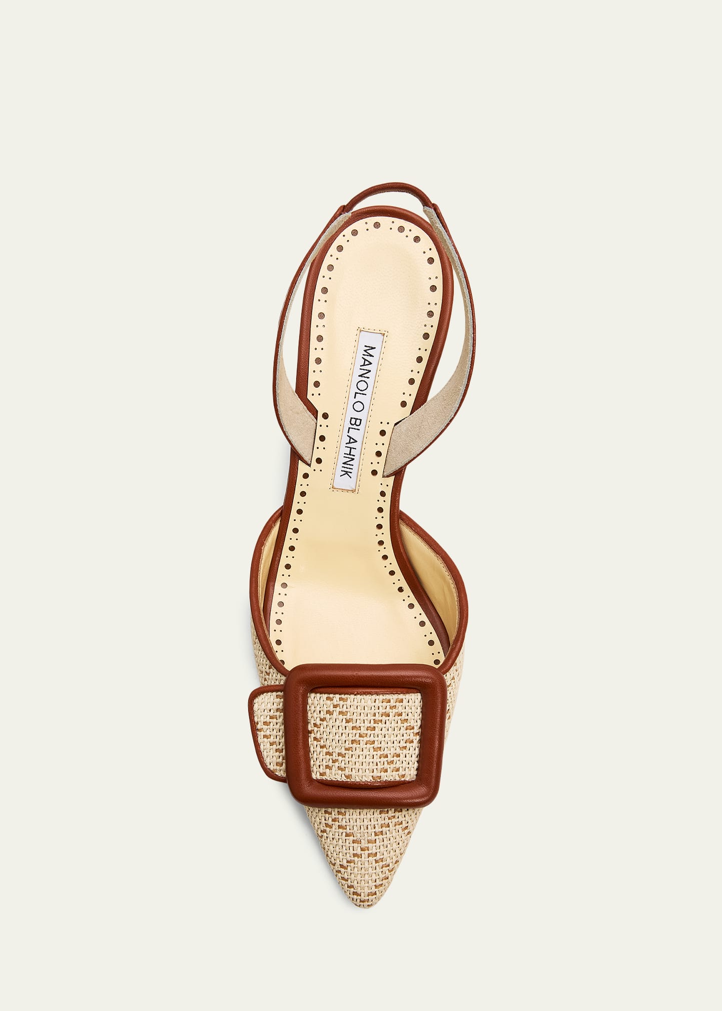Manolo Blahnik 70mm Mayslibi Raffia Slingback Pumps - Bergdorf Goodman
