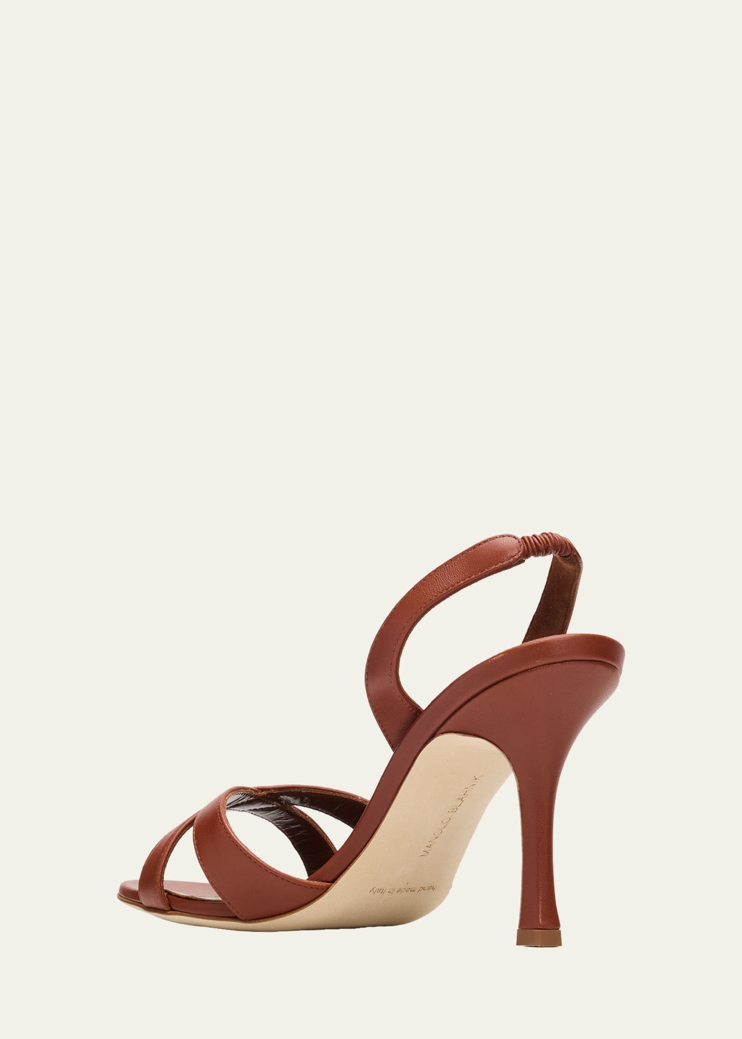 Manolo Blahnik 90mm Callasli Crossover Leather Slingback Sandals