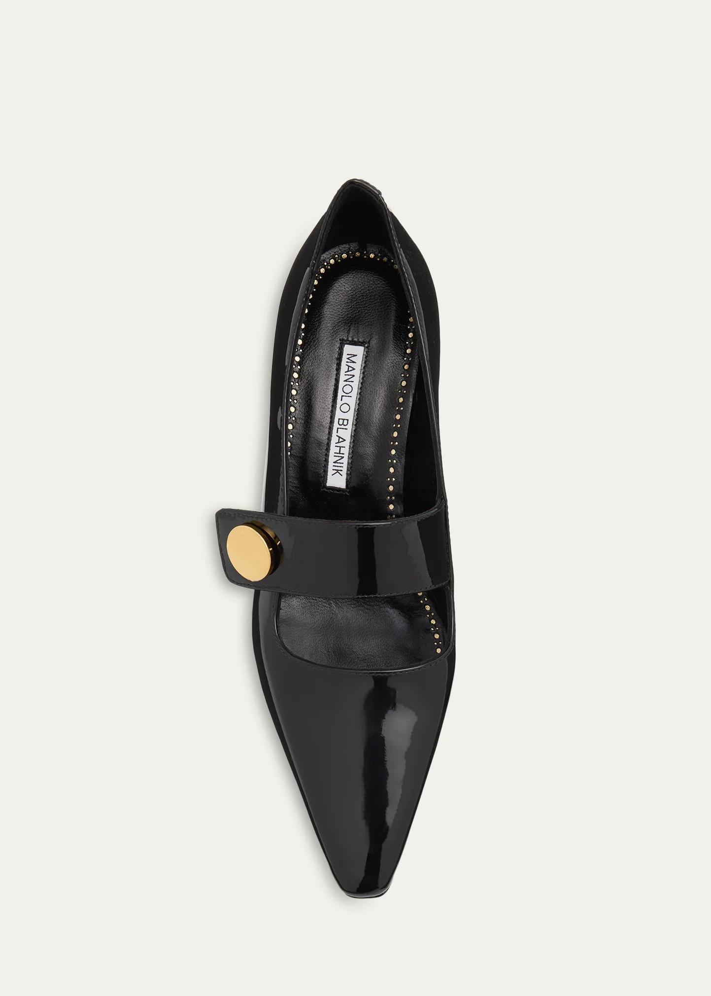 Manolo Blahnik 50mm Dorian Patent Leather Mary Jane Pumps