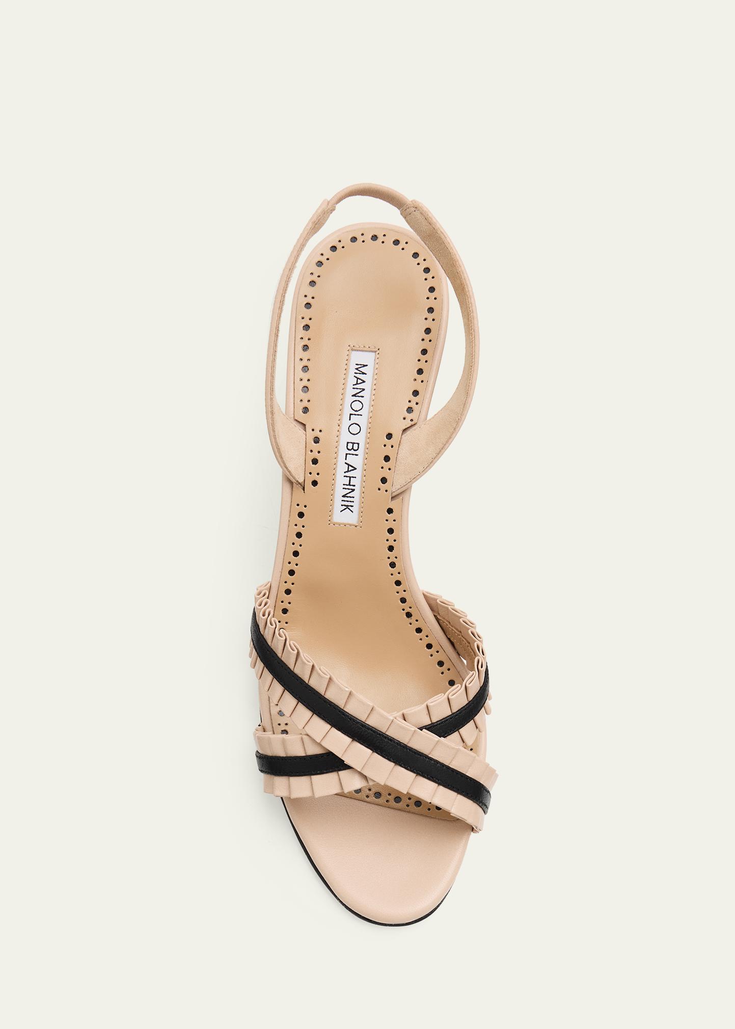 Manolo Blahnik 70mm Volusan Leather Slingback Pumps - Bergdorf Goodman