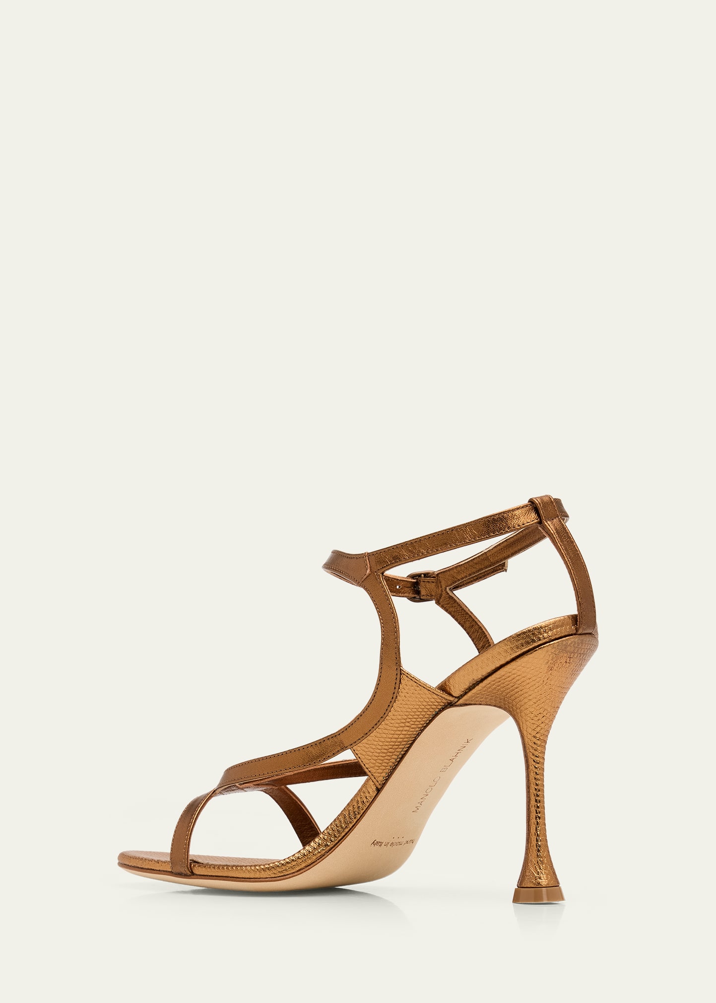 Manolo Blahnik 105mm Tibula Metallic Leather Sandals - Bergdorf