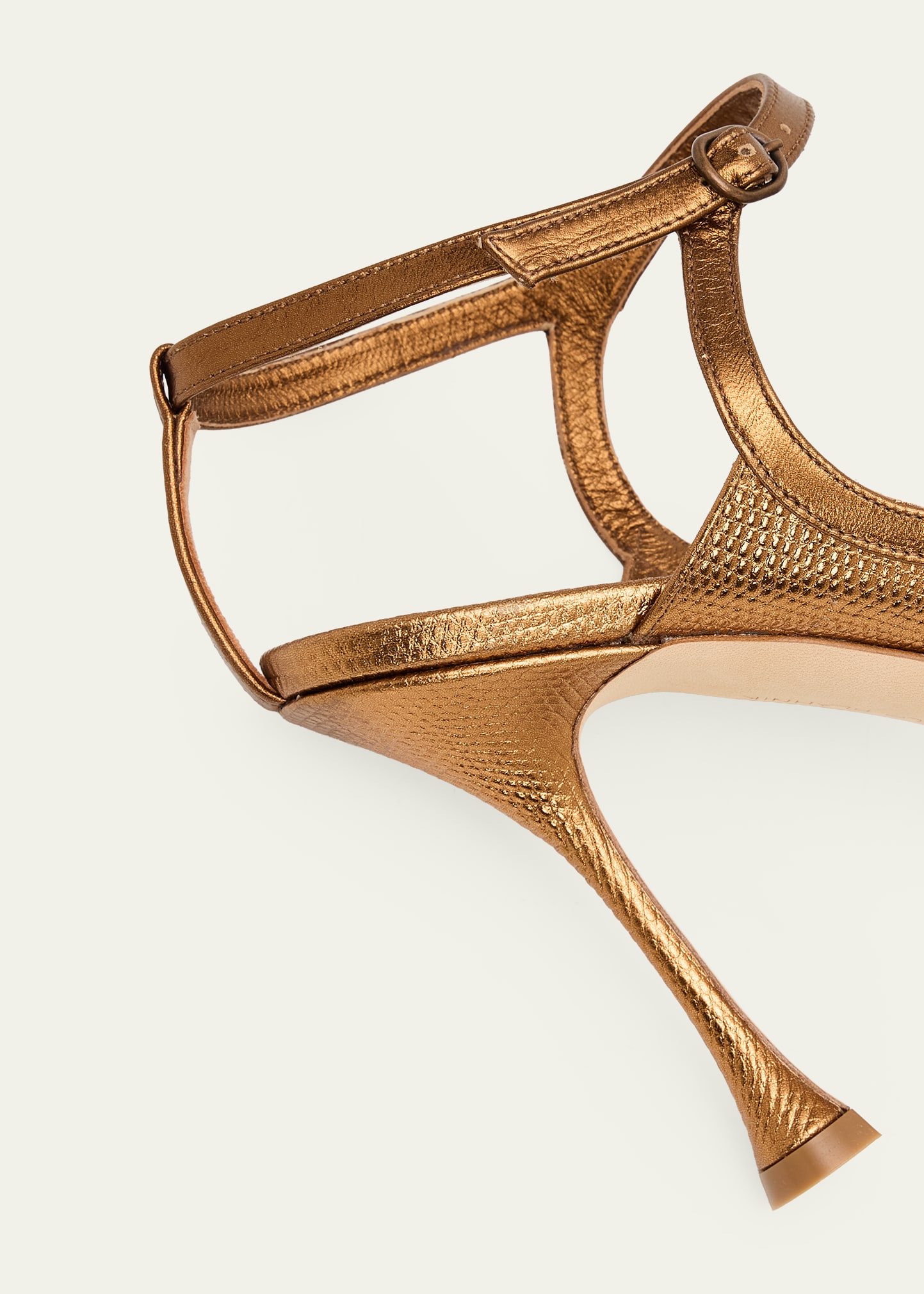 ⭐︎新品未使用⭐︎MANOLO BLAHNIK TIBOベージュ サンダル 39 Manolo Blahnik 105mm Tibula Metallic Leather Sandals - Bergdorf