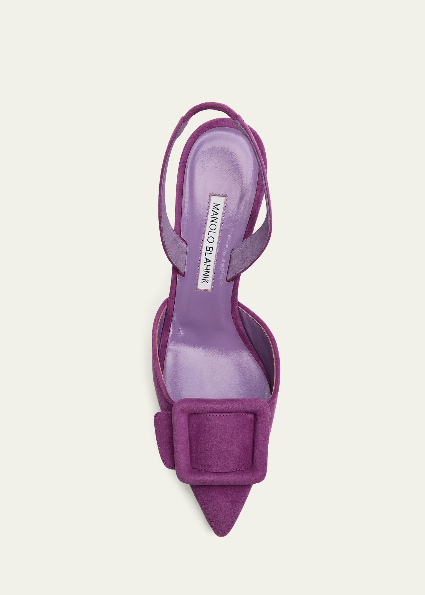 MANOLO BLAHNIK パープル 4センチヒール Manolo Blahnik 70mm Maysli Suede Slingback Pumps - Bergdorf Goodman